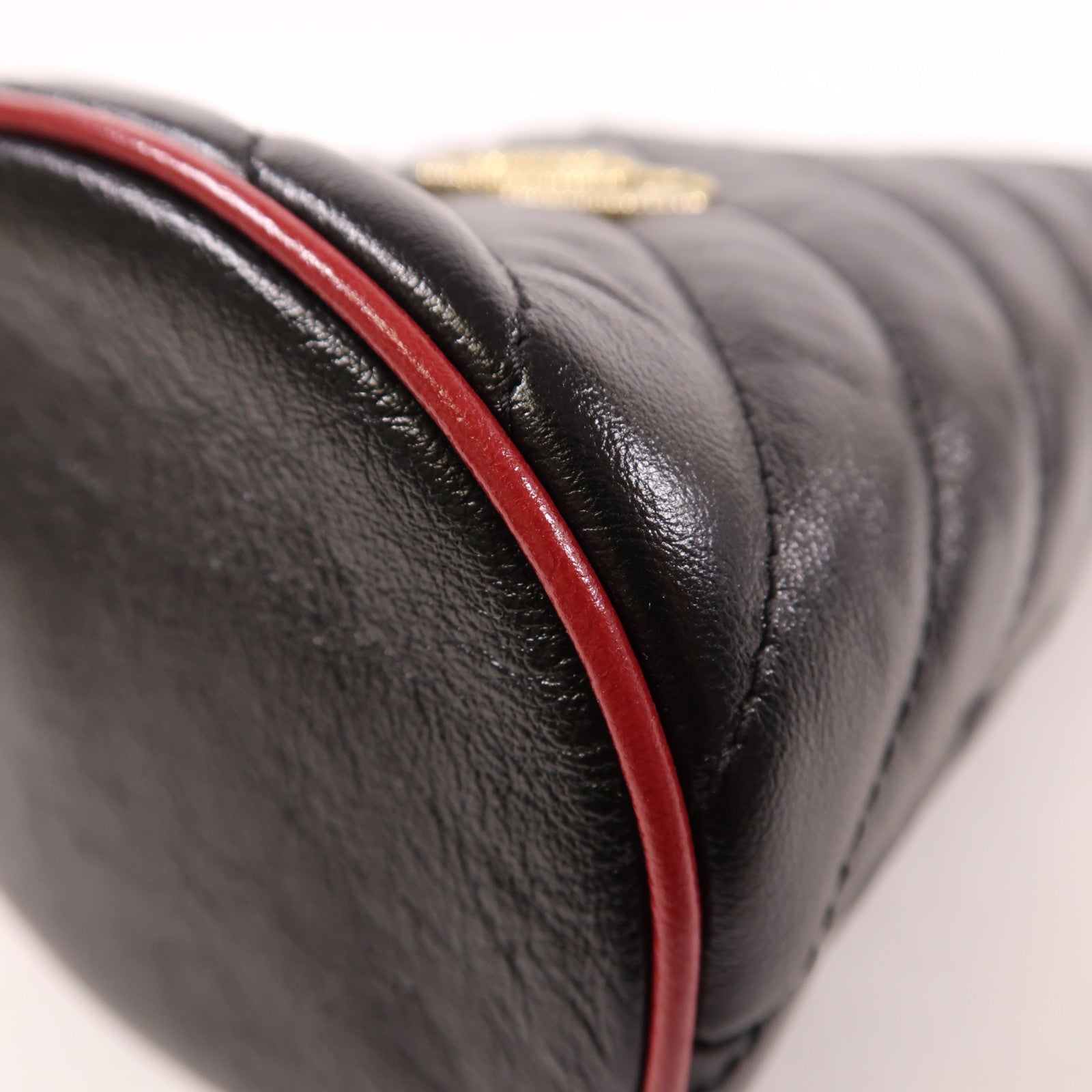 GUCCI GG GHW GG Marmont Bucket Shoulder Bag 573817 Calfskin Leather Black