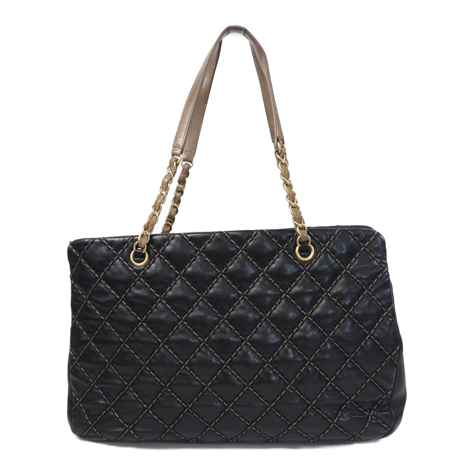 CHANEL 【激減優惠】菱格牛皮皮革Chain Shoulder金扣鏈帶肩背袋黑色