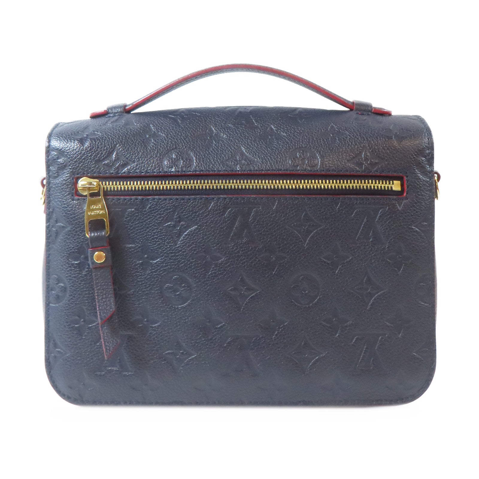 LOUIS VUITTON Monogram Empreinte Metis MM金扣手挽肩背兩用袋深藍色/紅色