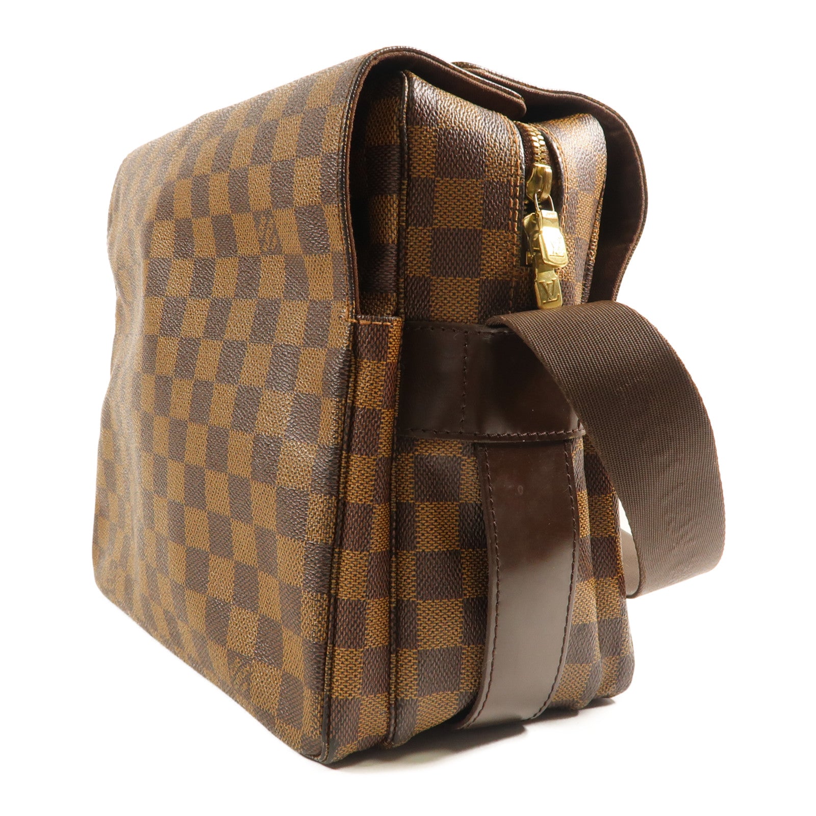 LOUIS VUITTON Damier Naviglio金扣肩背袋棕色