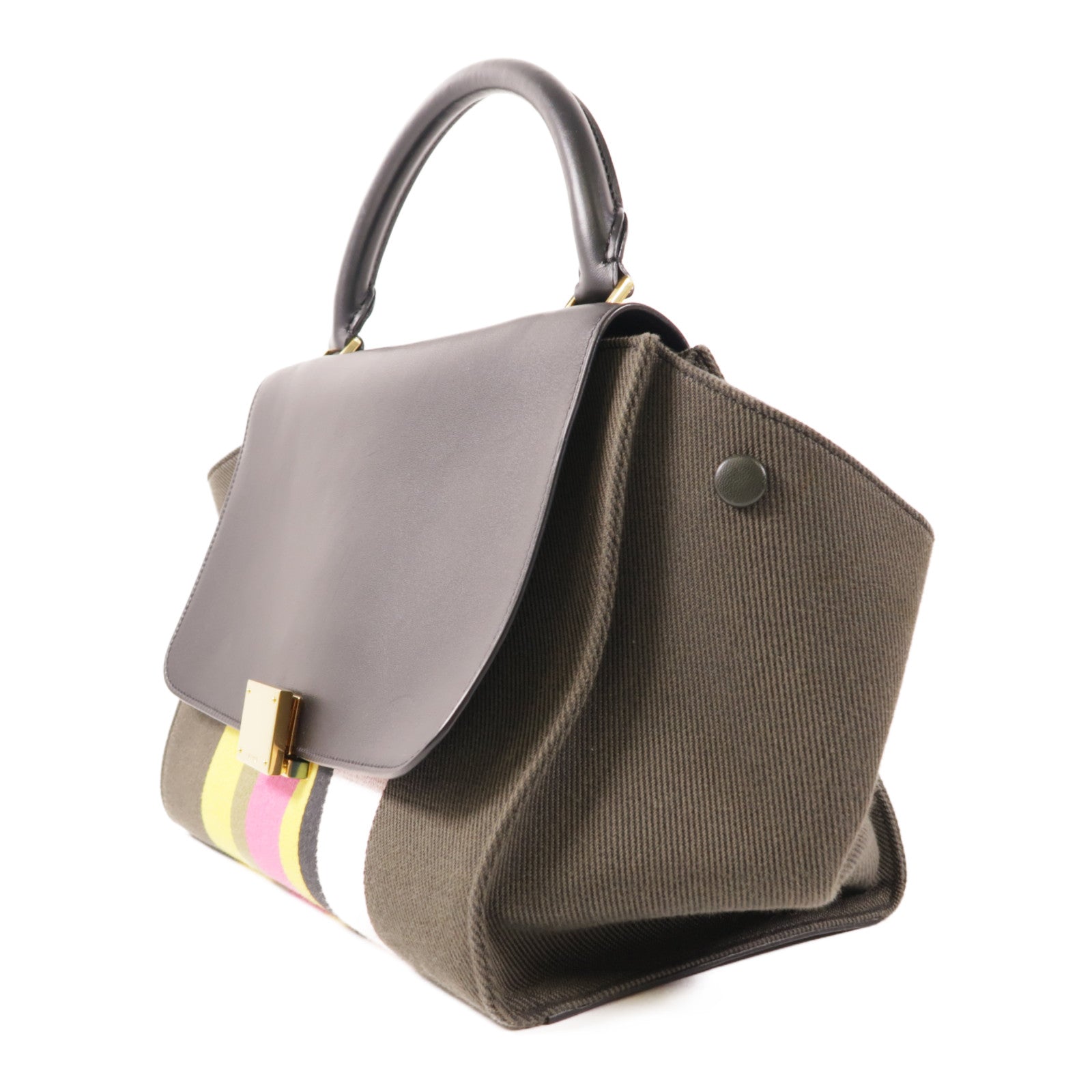 CELINE 牛皮皮革/帆布Trapeze金扣手挽肩背兩用袋