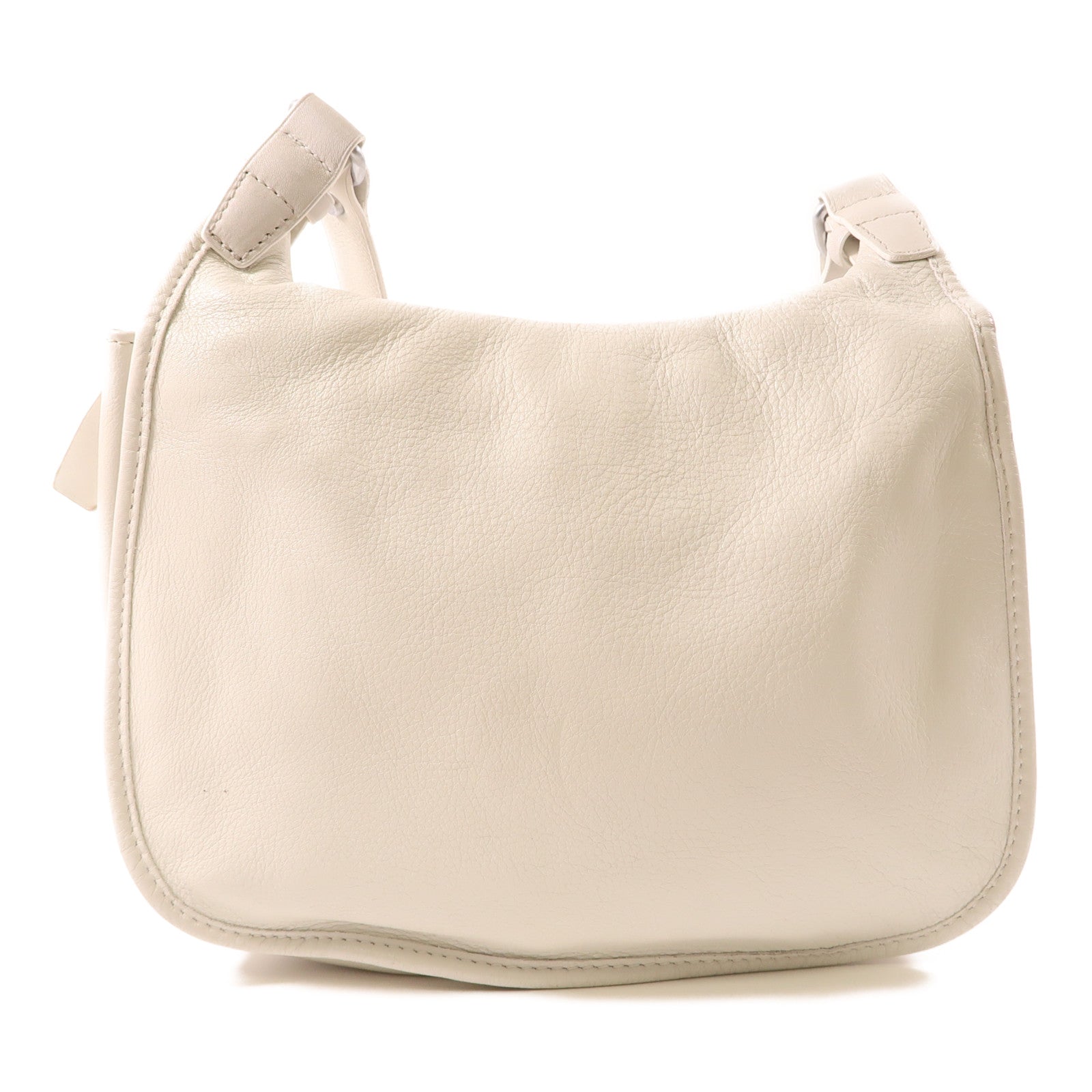 Longchamp 羊皮皮革Crossbody銀扣肩背袋白色