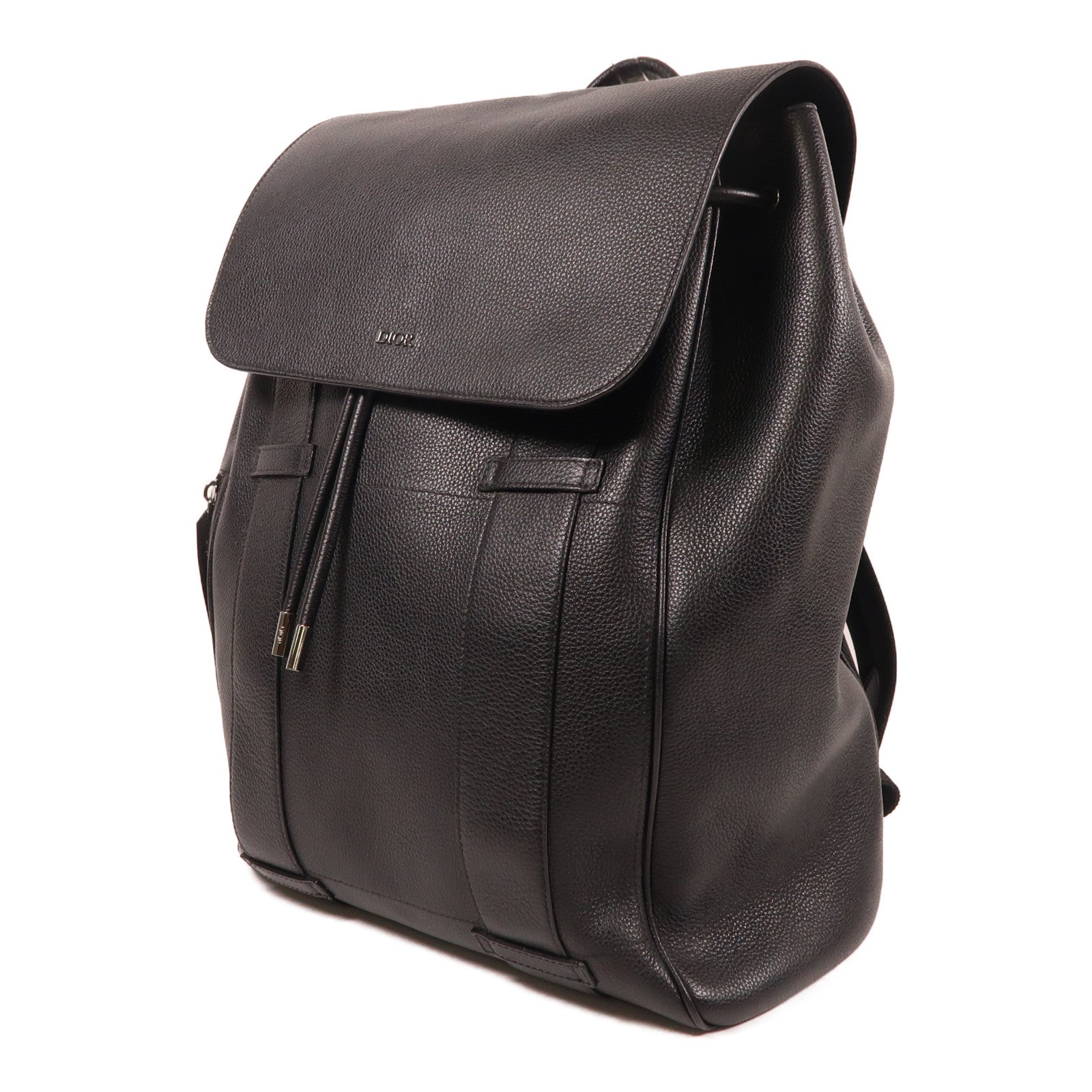 DIOR HOMME 牛皮皮革Dior Backpack銀扣背包黑色