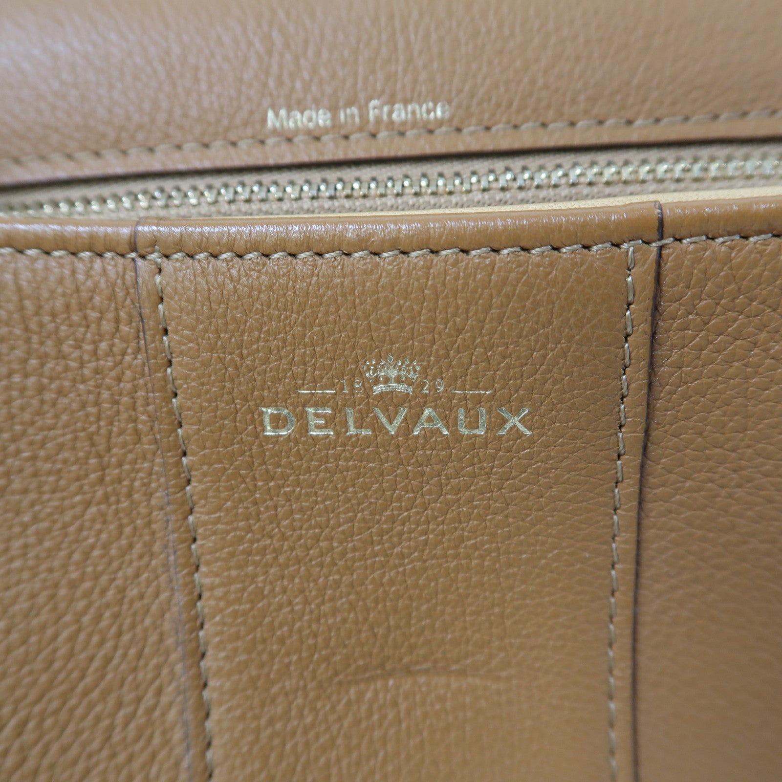 Delvaux 牛皮皮革Brillant MM金扣手挽肩背兩用袋啡色