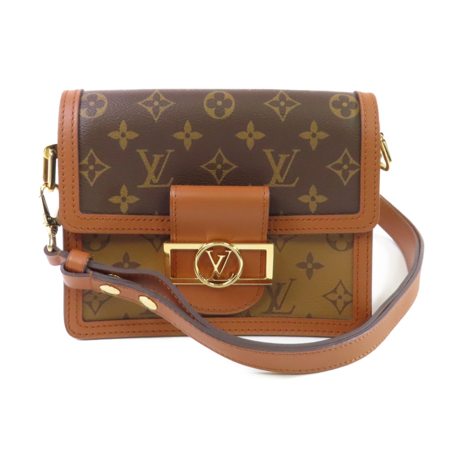 LOUIS VUITTON Monogram Reverse Dauphine Shoulder Bag肩背袋啡色