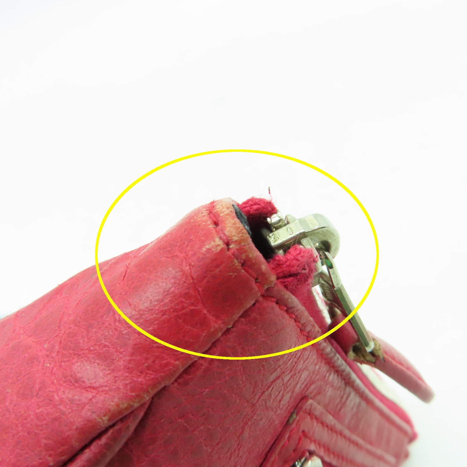 BALENCIAGA 【激減優惠】牛皮皮革Coin Purse銀扣零錢包紅色