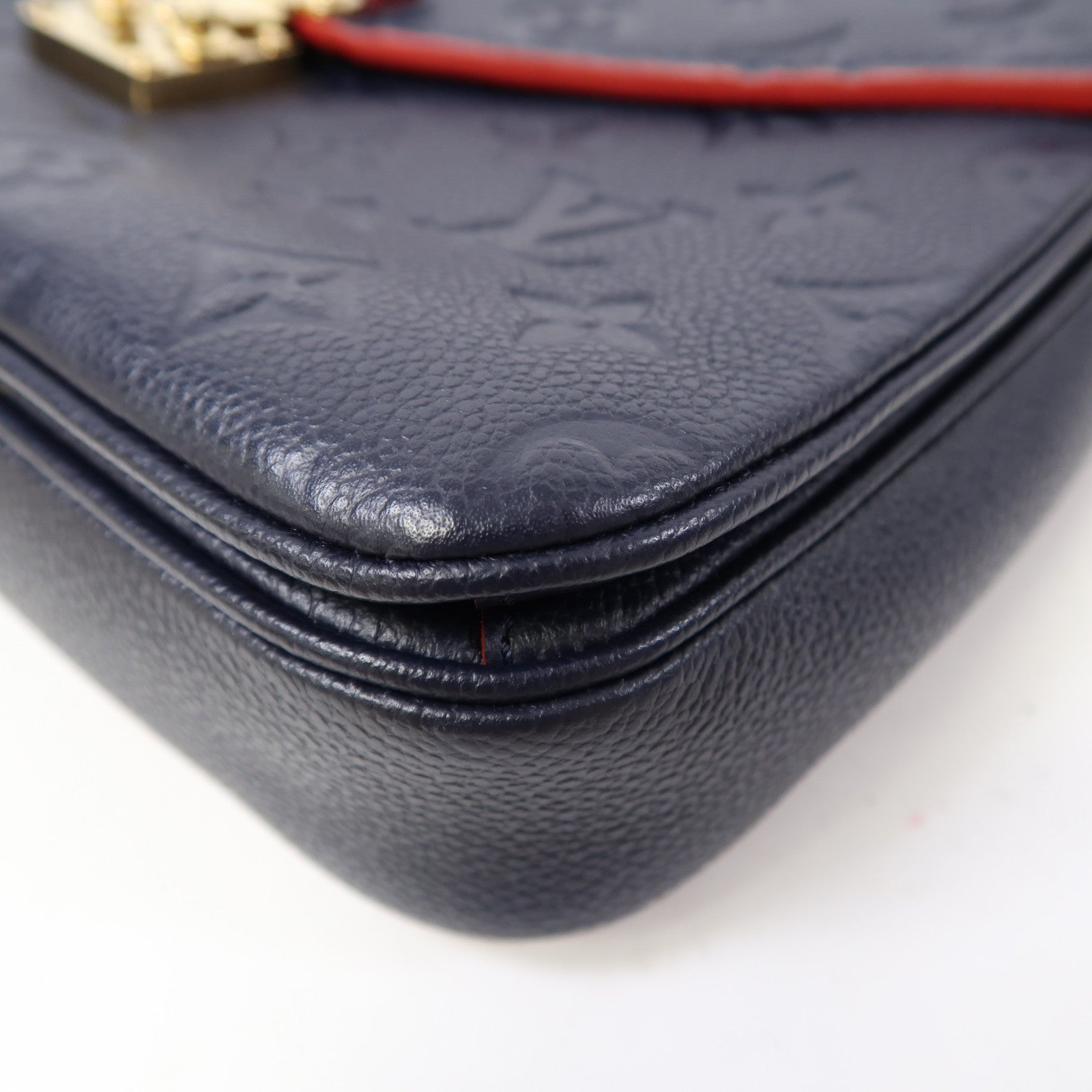 LOUIS VUITTON Monogram Empreinte Pochette Metis金扣手挽肩背兩用袋深藍色
