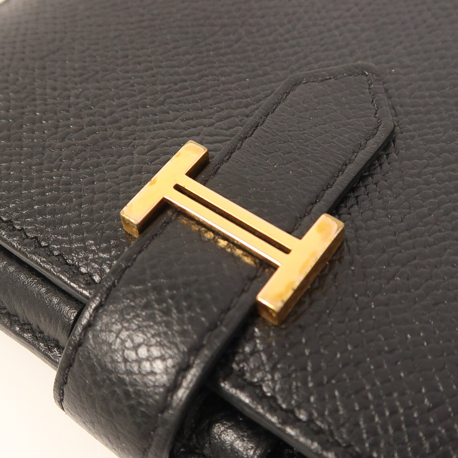 HERMES 【激減優惠】Epsom皮革Bearn Compact Wallet金扣錢包
