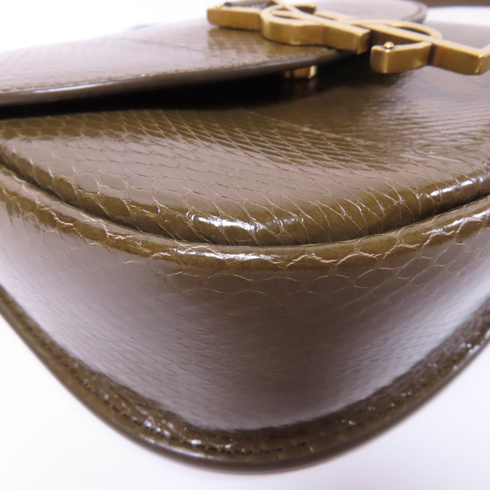 SAINT LAURENT 牛皮皮革Kaia Crossbody Bag金扣肩背袋卡其色