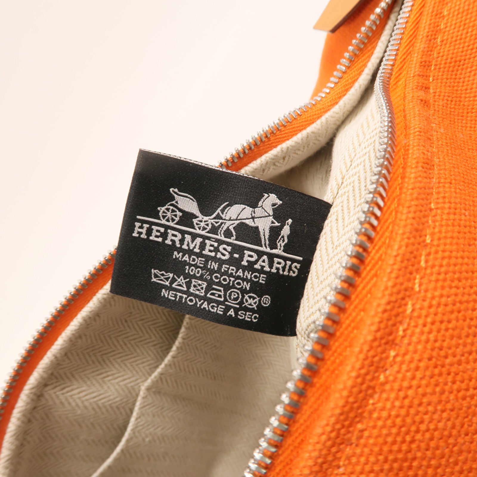 HERMES 帆布Bride A Brac PM銀扣手挽袋