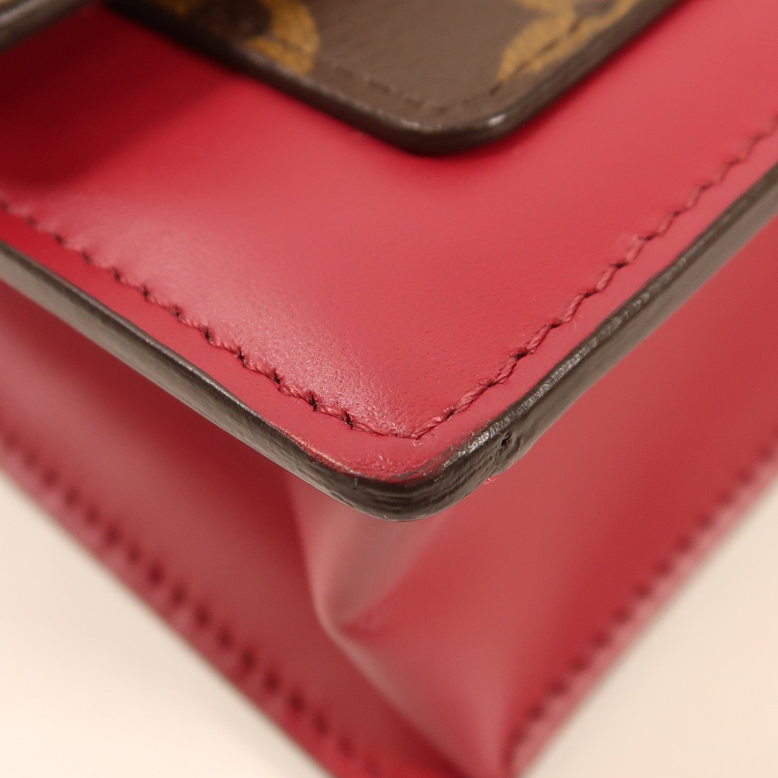 LOUIS VUITTON【激減優惠】 Monogram Portefeuille Flor金扣鏈帶肩背袋棕色/紅色