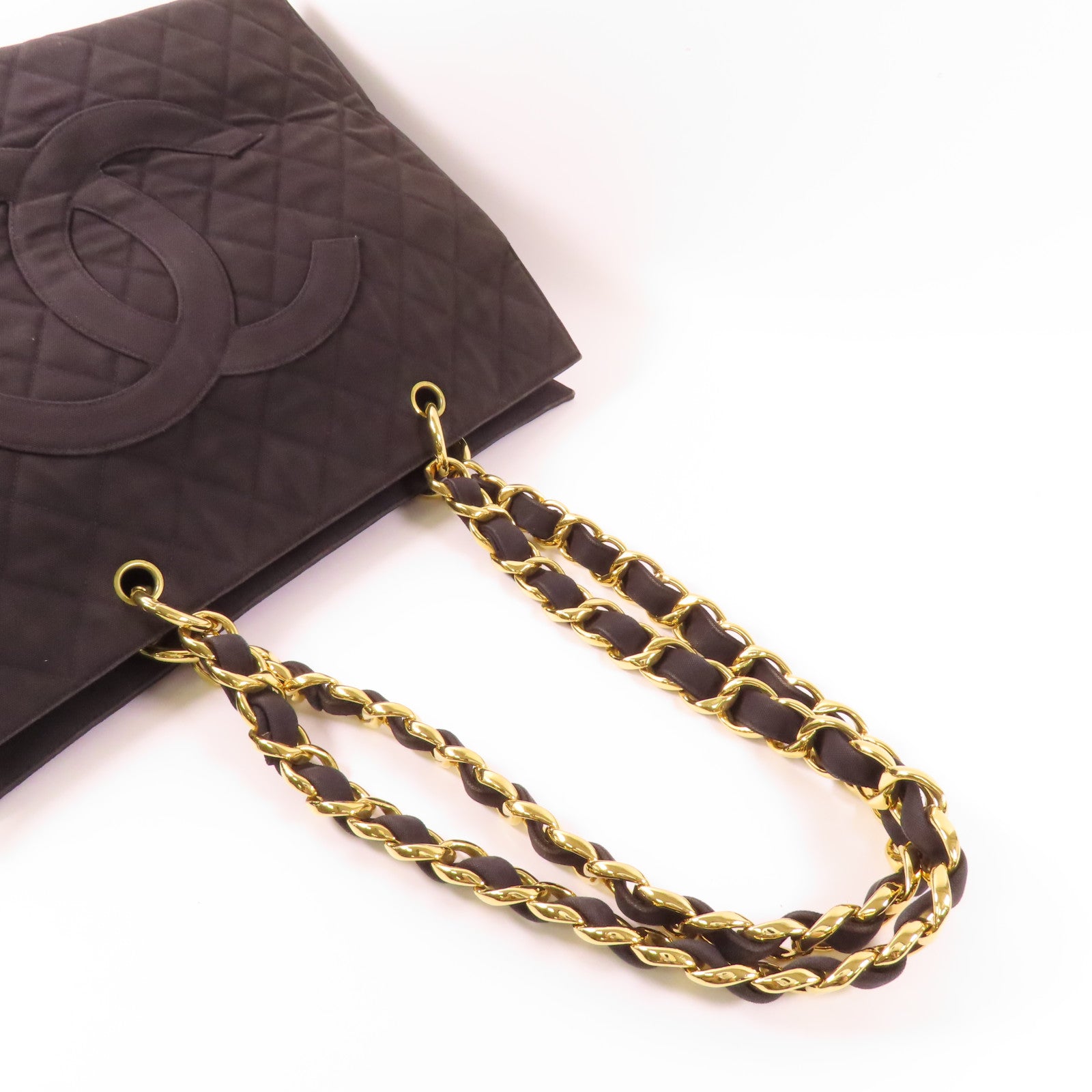 CHANEL 帆布Tote Bag金扣肩背袋