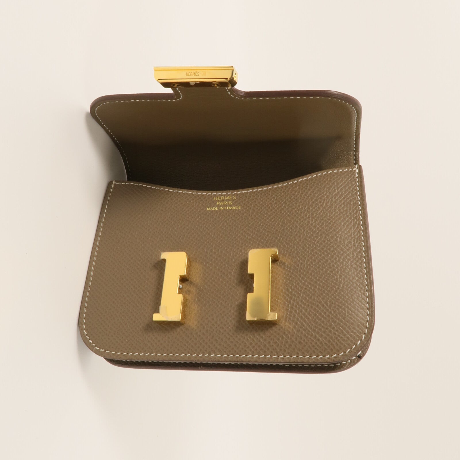 HERMES Epsom皮革Constance Slim錢包Etoupe