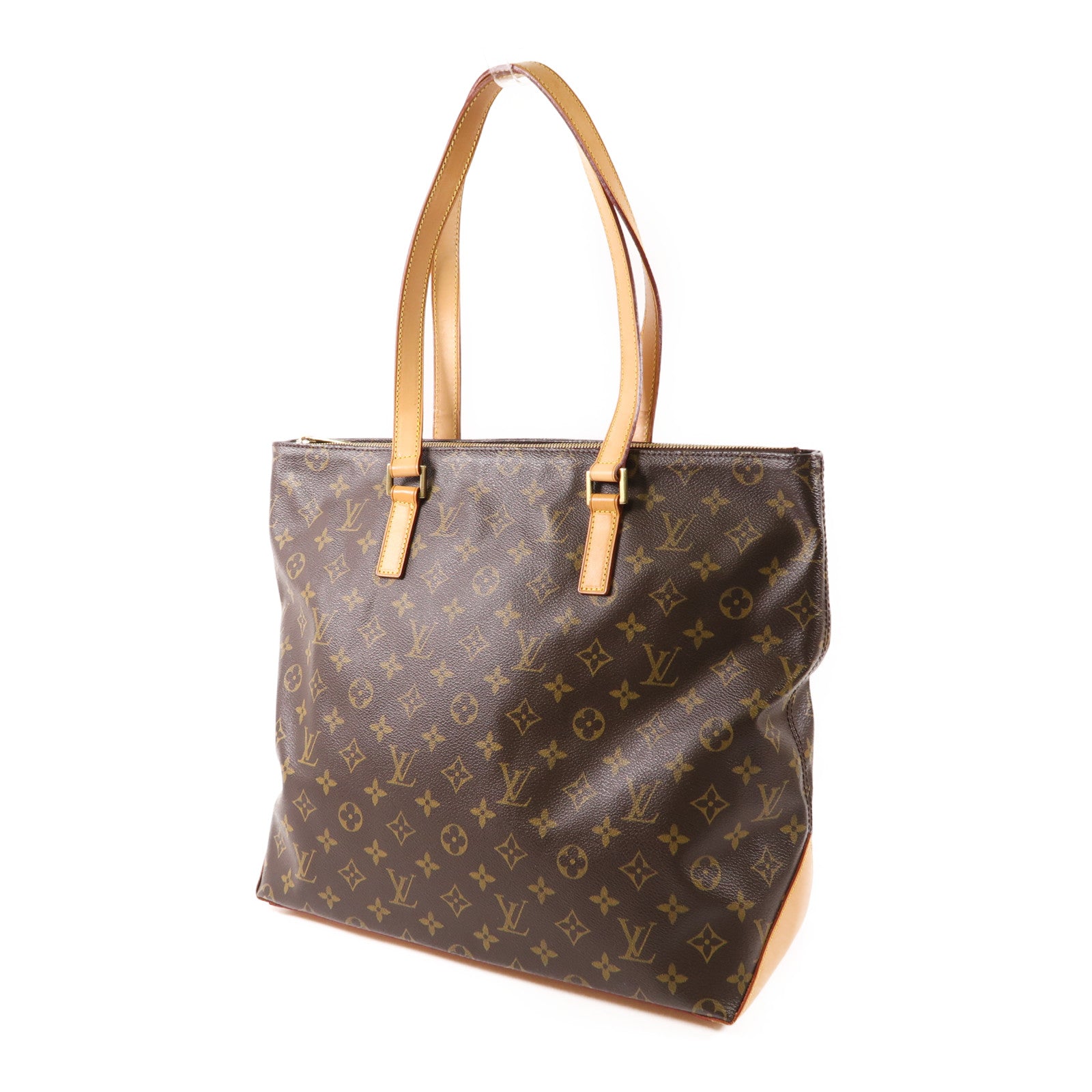LOUIS VUITTON Monogram Cabas Mezzo金扣肩背袋棕色