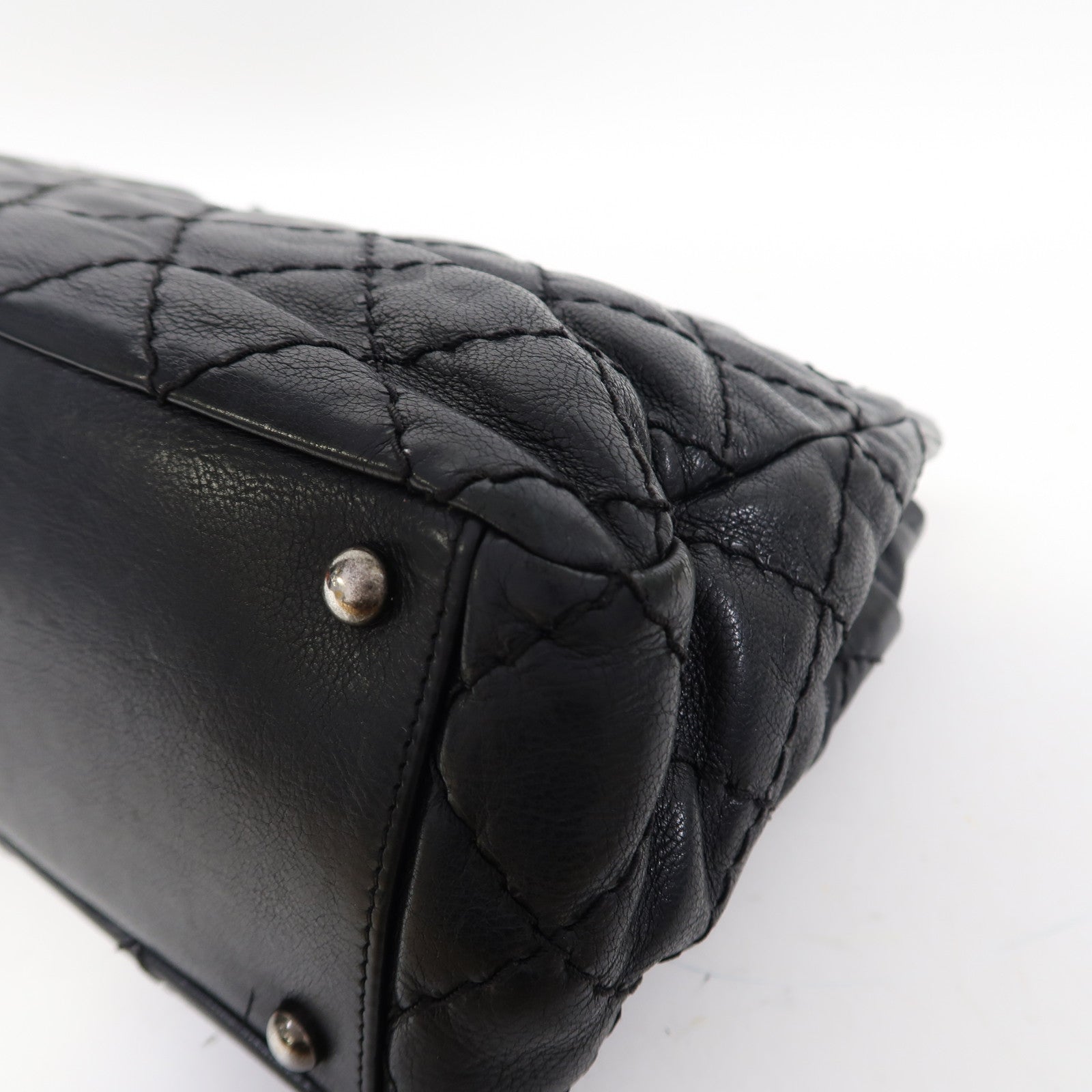 CHANEL 【激減優惠】菱格牛皮皮革Chain Shoulder銀扣鏈帶肩背袋黑色