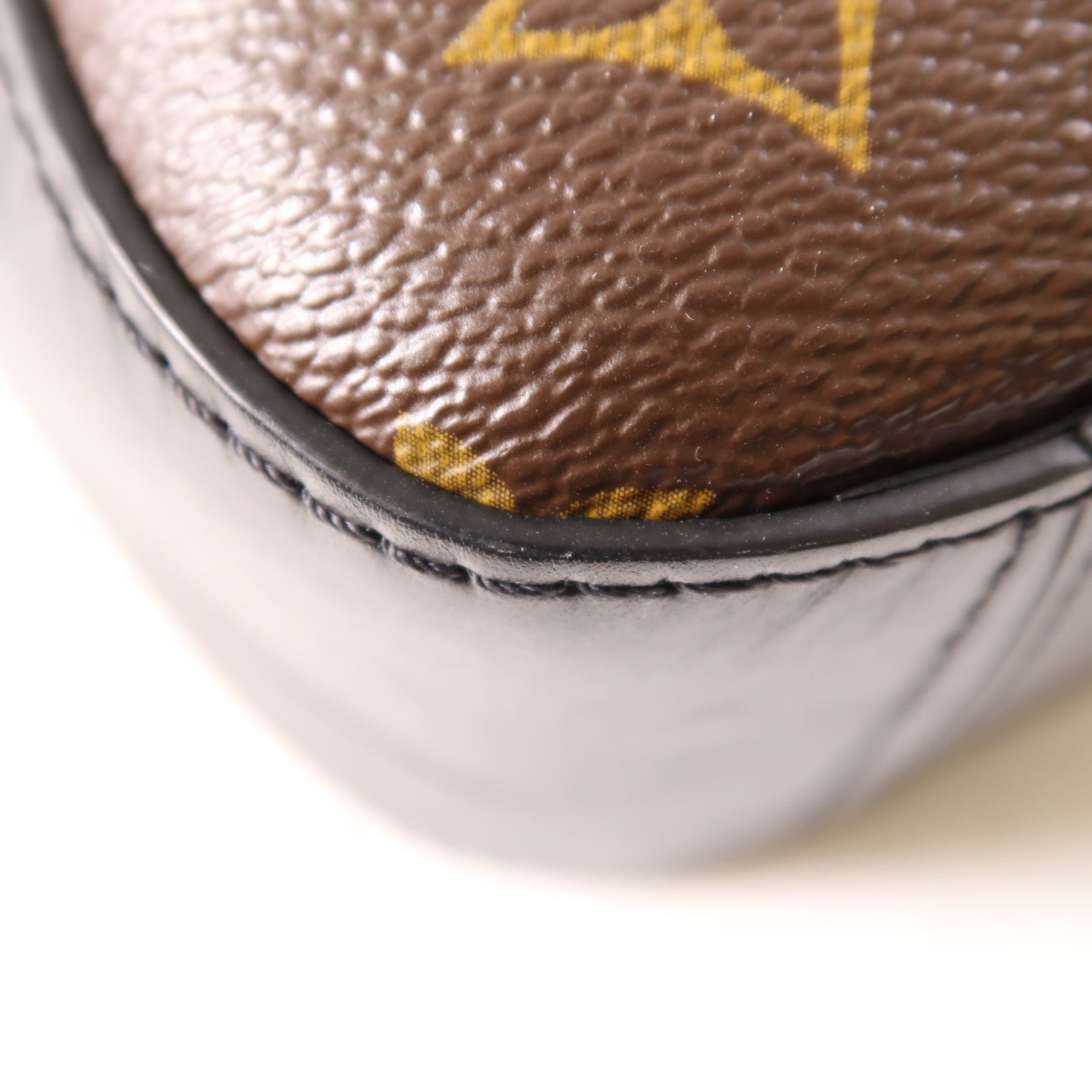 LOUIS VUITTON Monogram Saintonge金扣手挽袋棕色/黑色