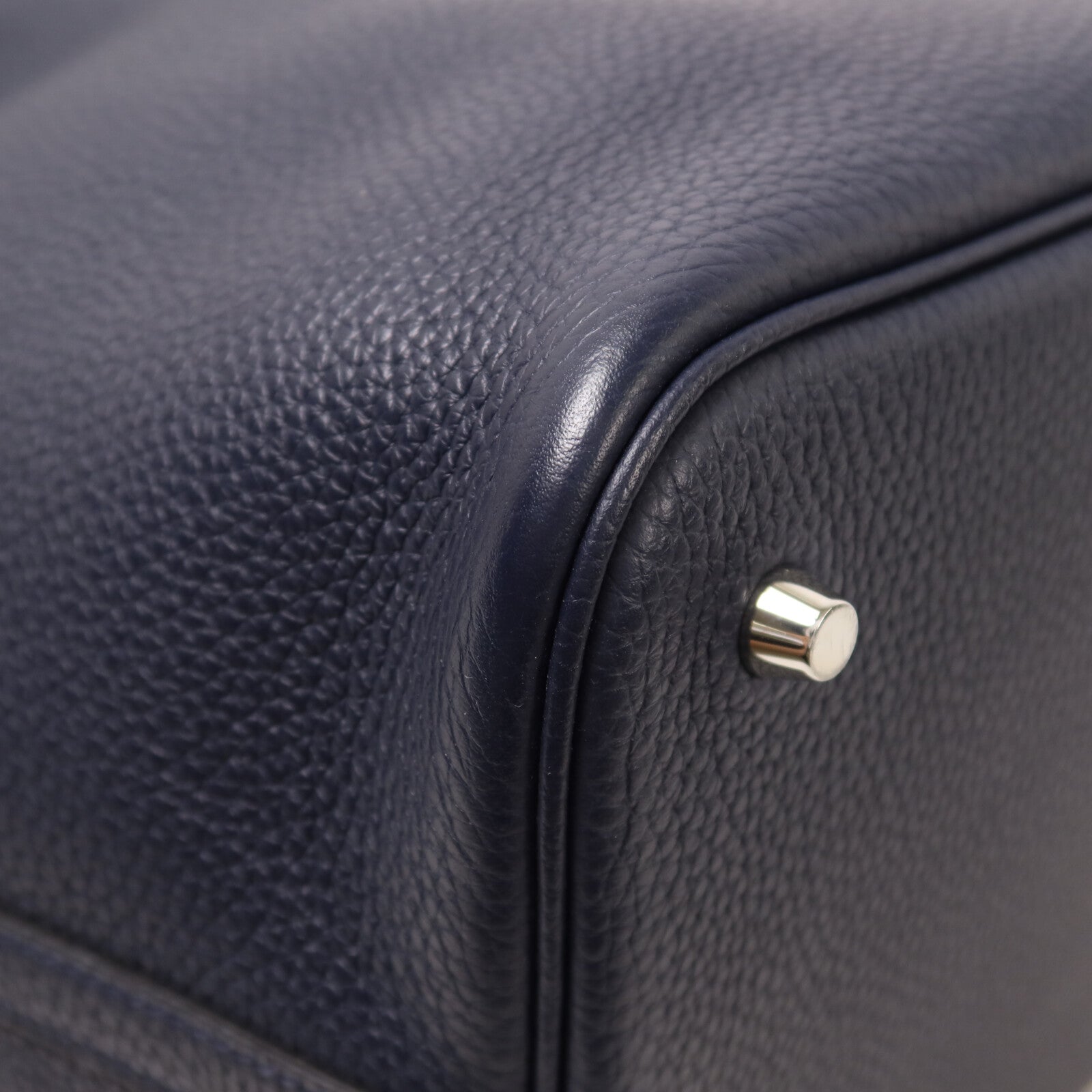 HERMES Clemence皮革Picotin MM扣手挽袋Bleu Nuit