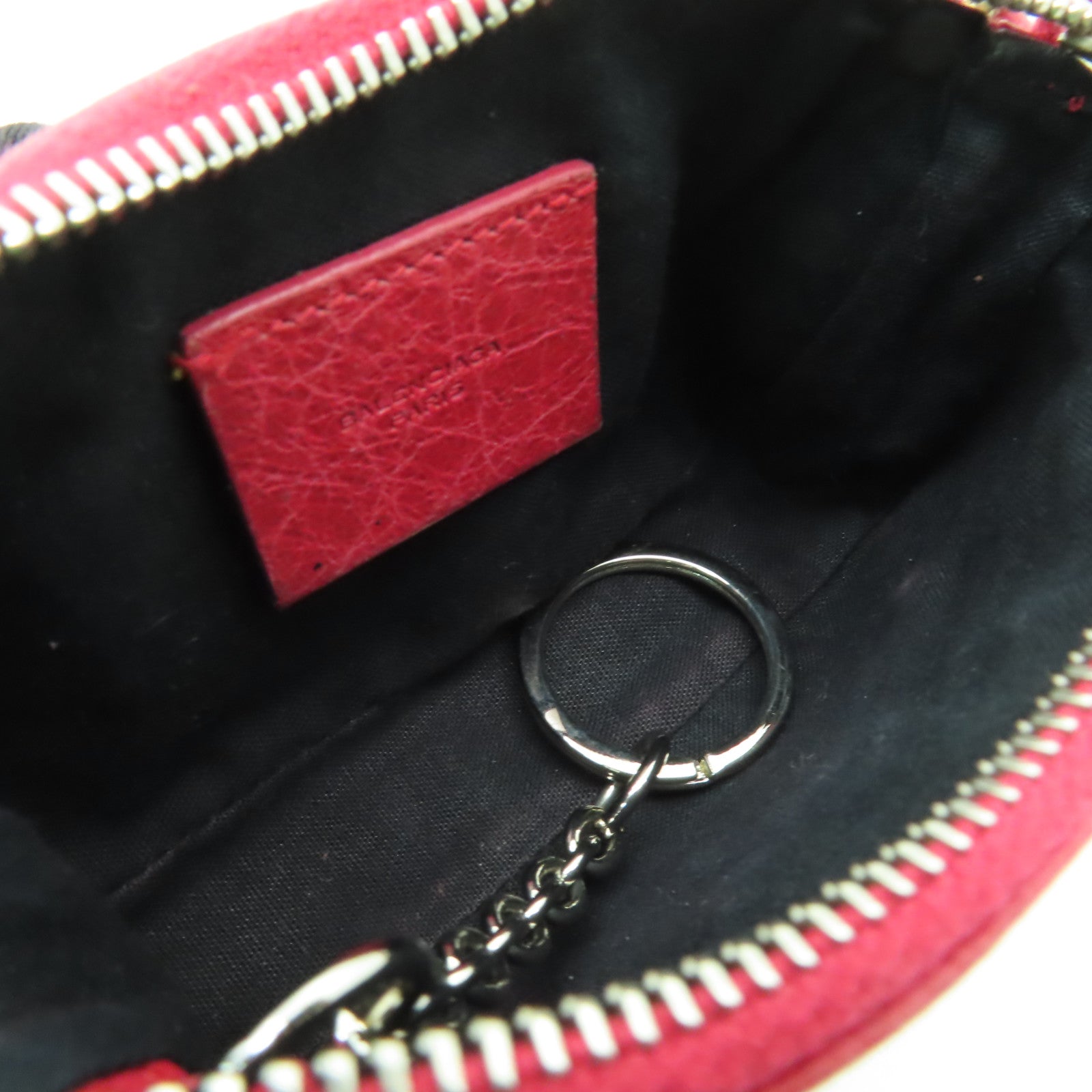 BALENCIAGA 【激減優惠】牛皮皮革Coin Purse銀扣零錢包紅色