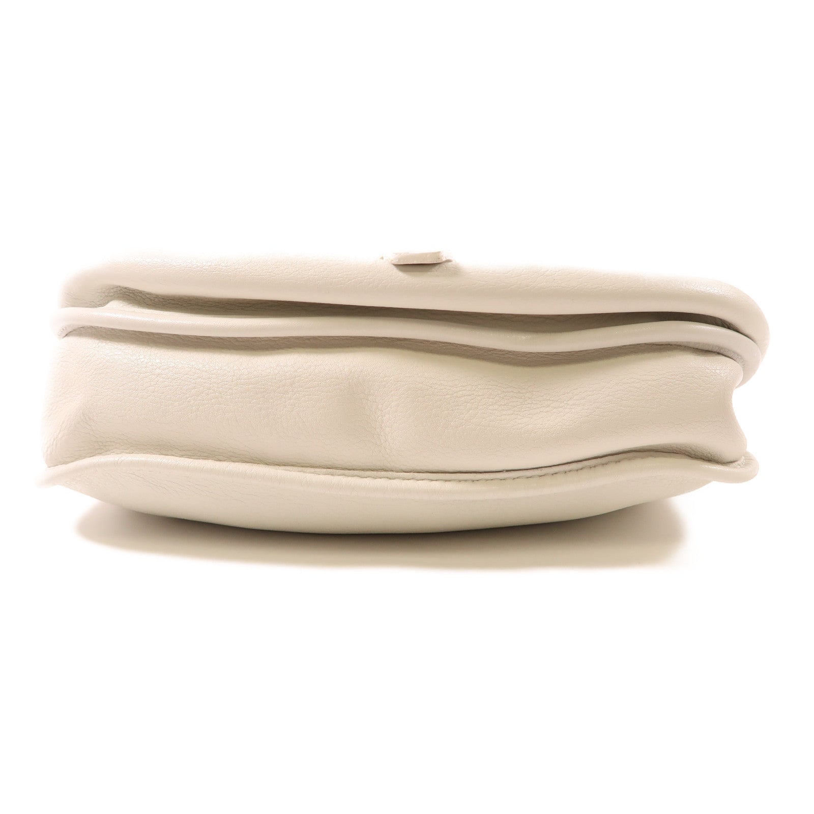 Longchamp 羊皮皮革Crossbody銀扣肩背袋白色