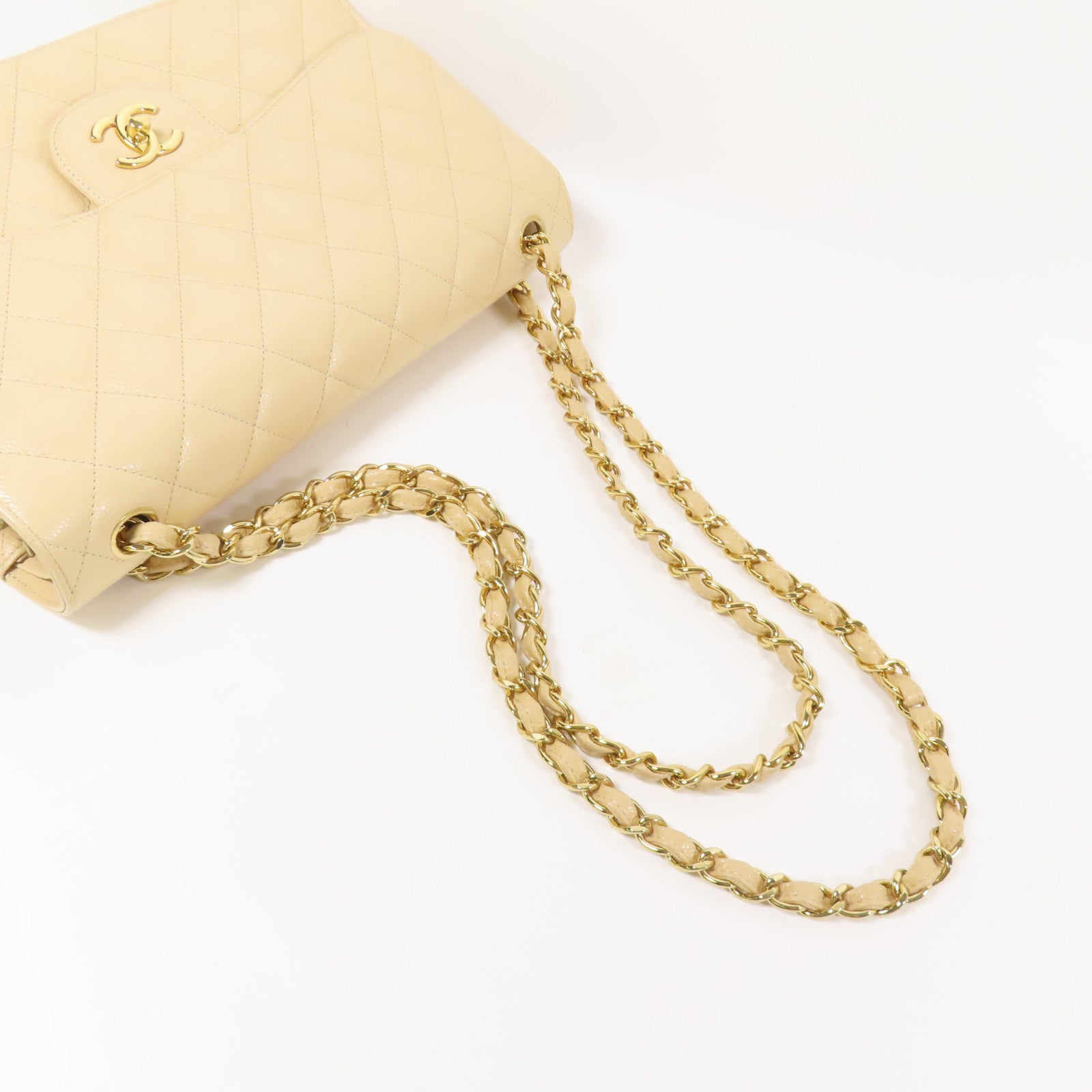 CHANEL 牛皮皮革Large Classic金扣鏈帶肩背袋