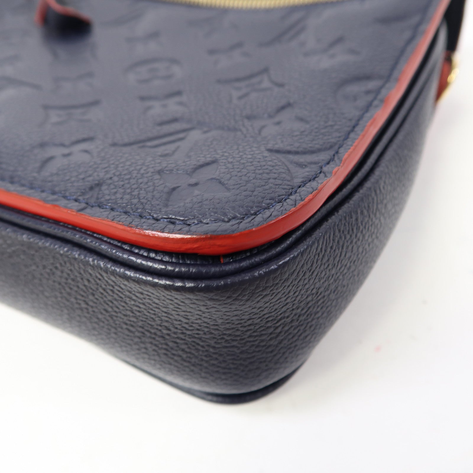 LOUIS VUITTON Monogram Empreinte Pochette Metis金扣手挽肩背兩用袋深藍色