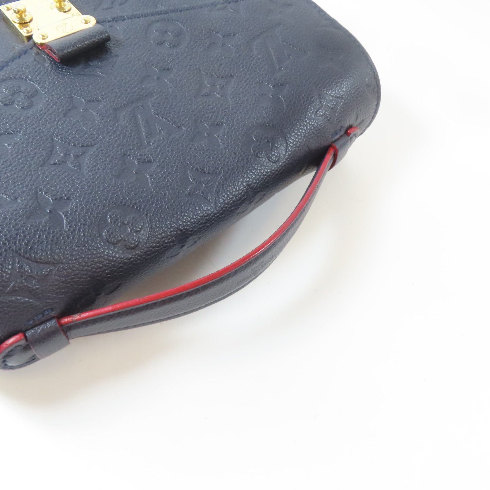 LOUIS VUITTON Monogram Empreinte Metis MM金扣手挽肩背兩用袋深藍色/紅色