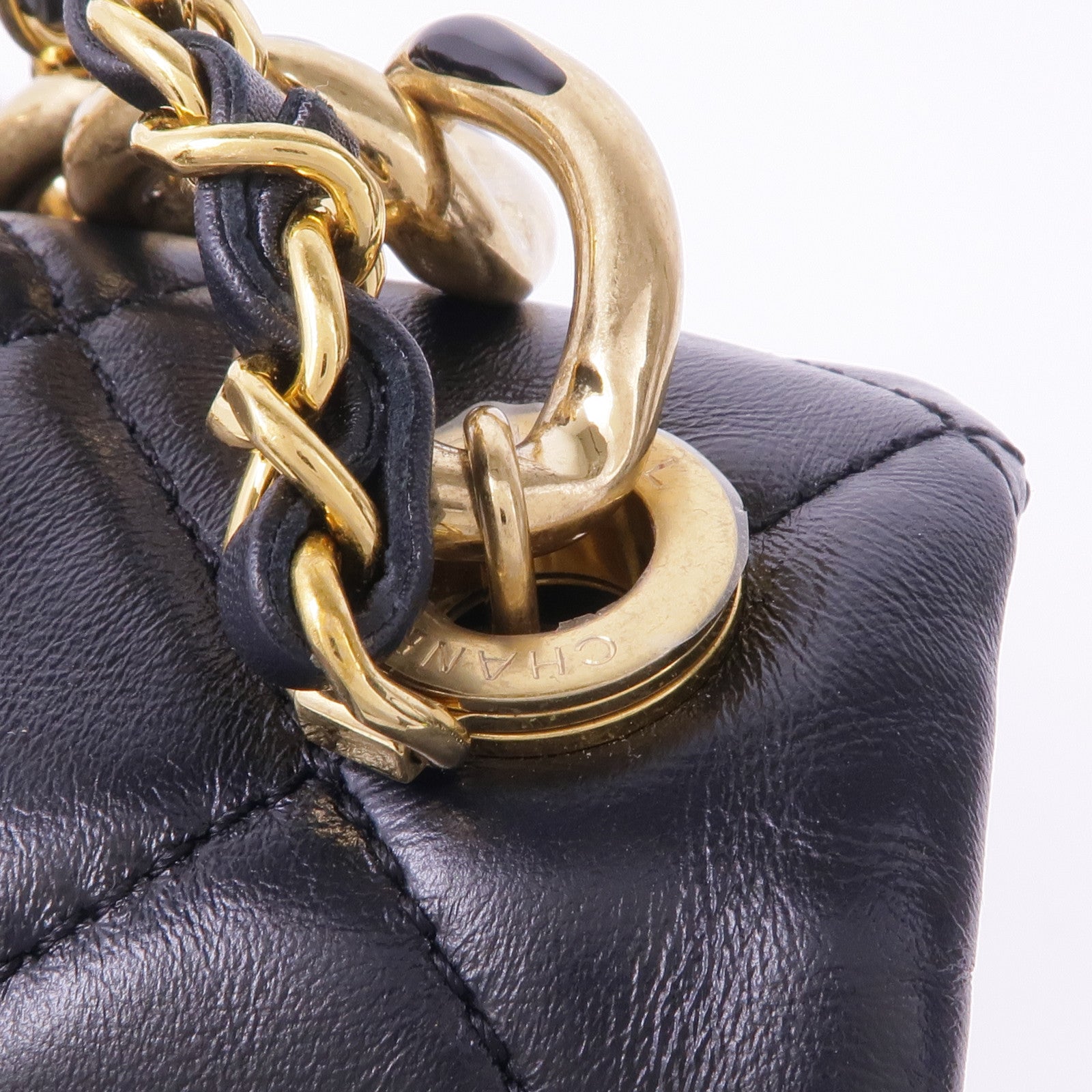 CHANEL 羊皮皮革Chain Shoulder Bag金扣手挽肩背兩用袋