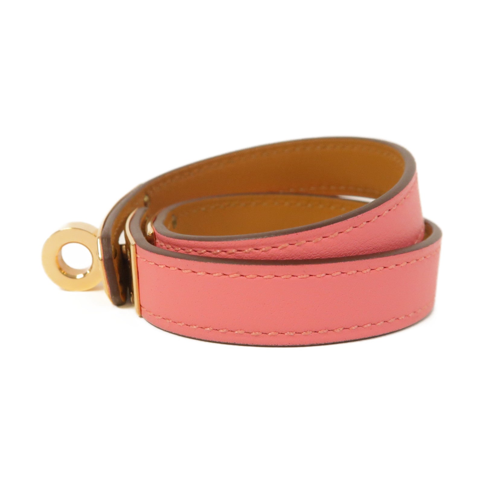 HERMES Swift皮革Kelly Double Tour Bracelet金扣手環杜鵑粉色