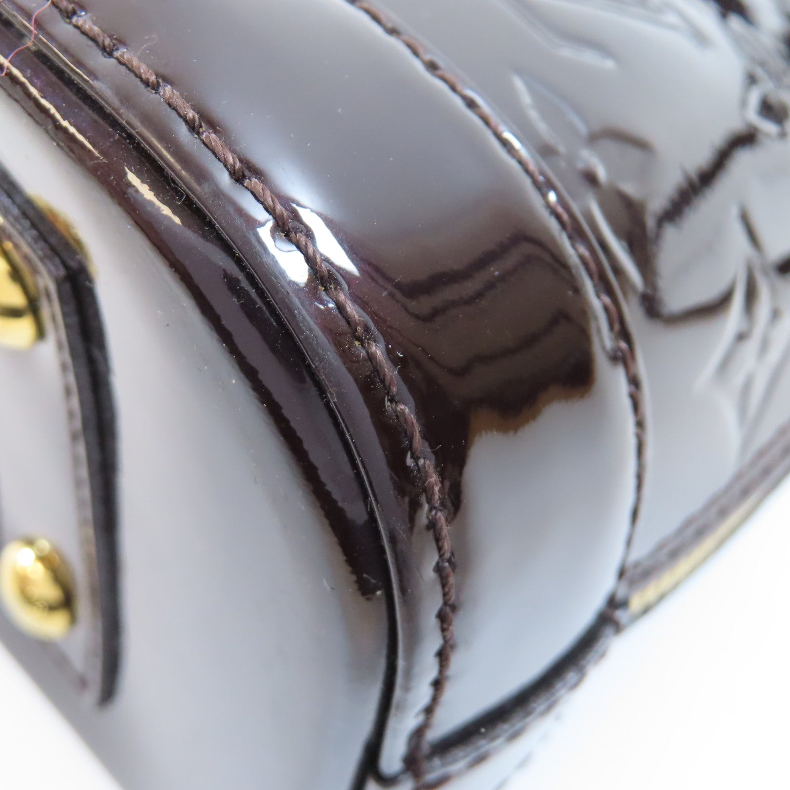 LOUIS VUITTON Vernis Alma BB金扣手挽肩背兩用袋酒紅色