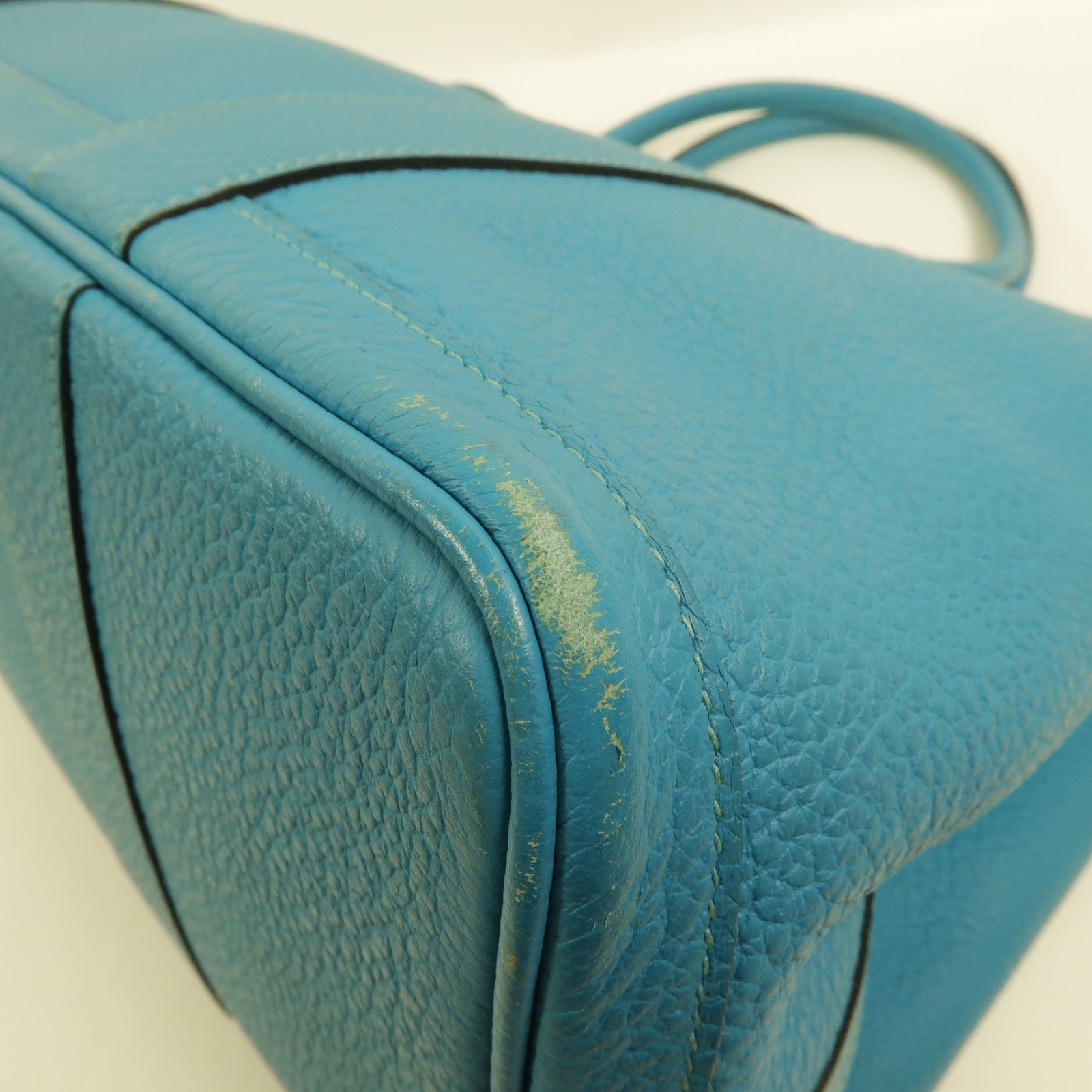 HERMES Clemence皮革Garden Party PM手挽袋Turquoise