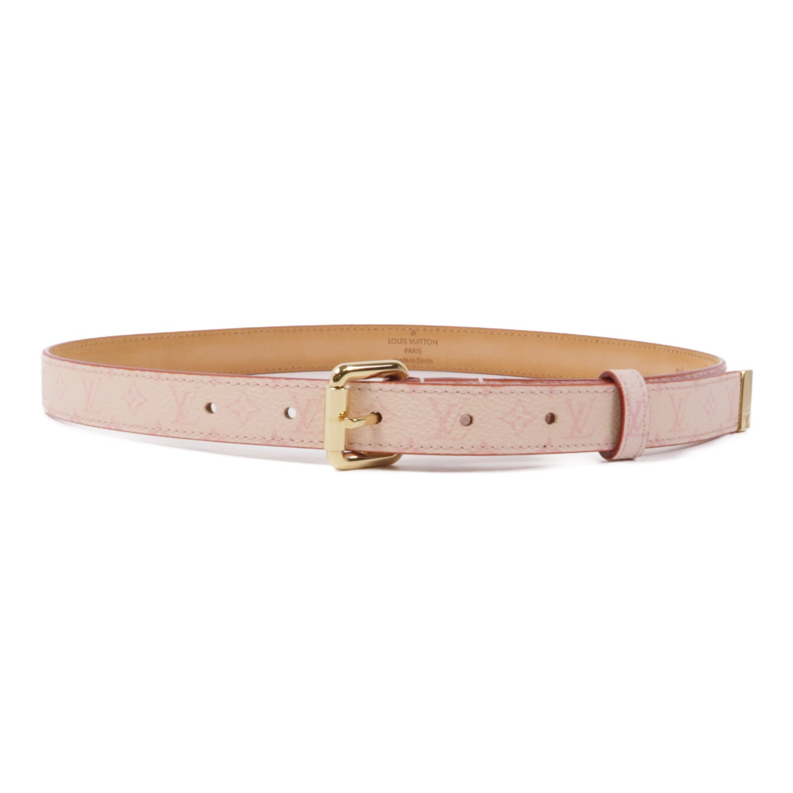 LOUIS VUITTON Monogram/皮革Cherry Blossom Ceinture金扣皮帶