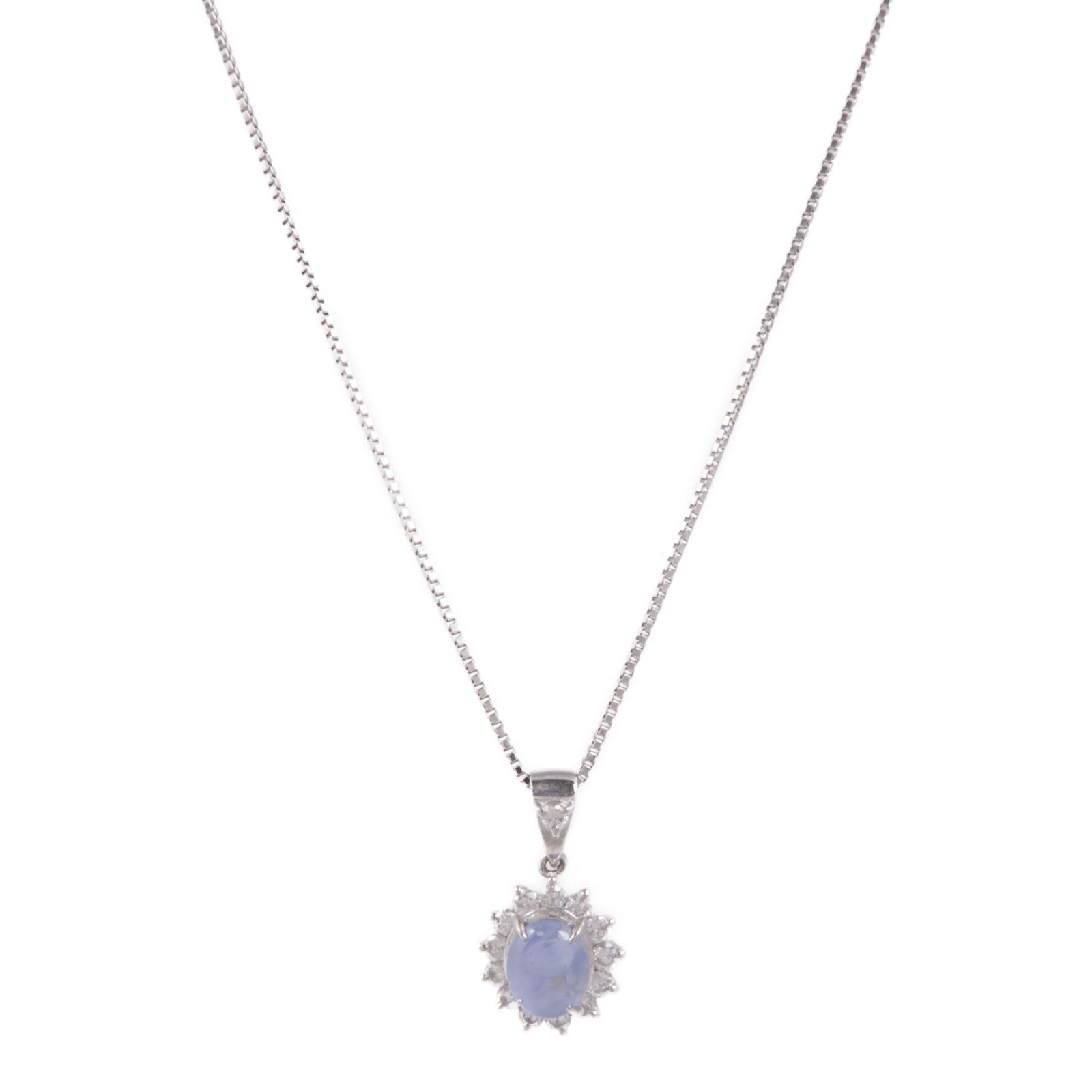 JEWELRY PT900/PT850鉑金Sapphire/Diamond Necklace藍寶石/鑽石項鍊