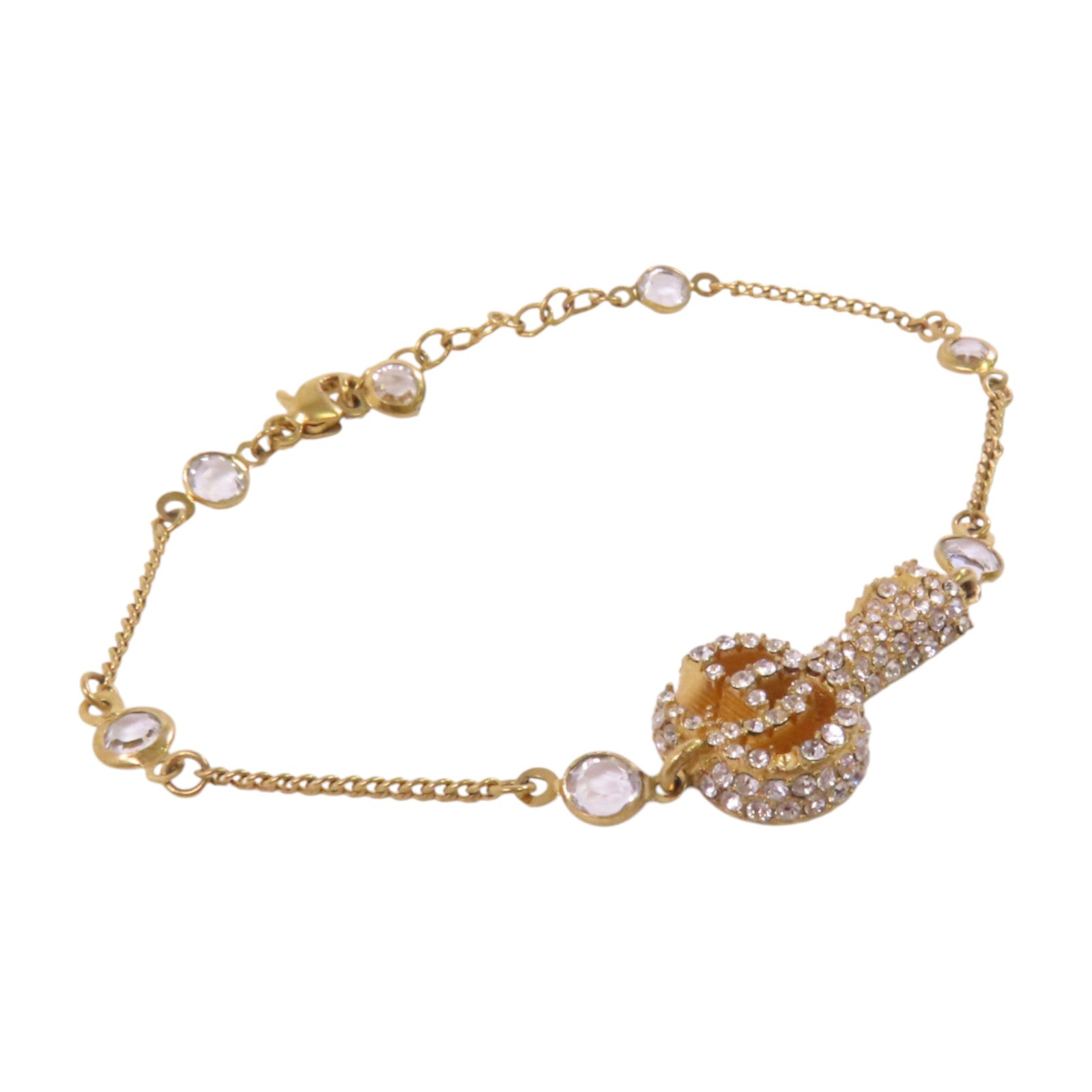 GUCCI 927純銀/水鑽Bracelet金扣手鏈#17