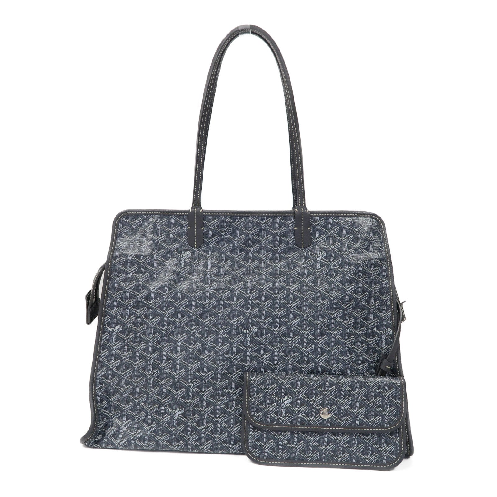 GOYARD 塗層帆布Hardy PM銀扣手挽袋灰色