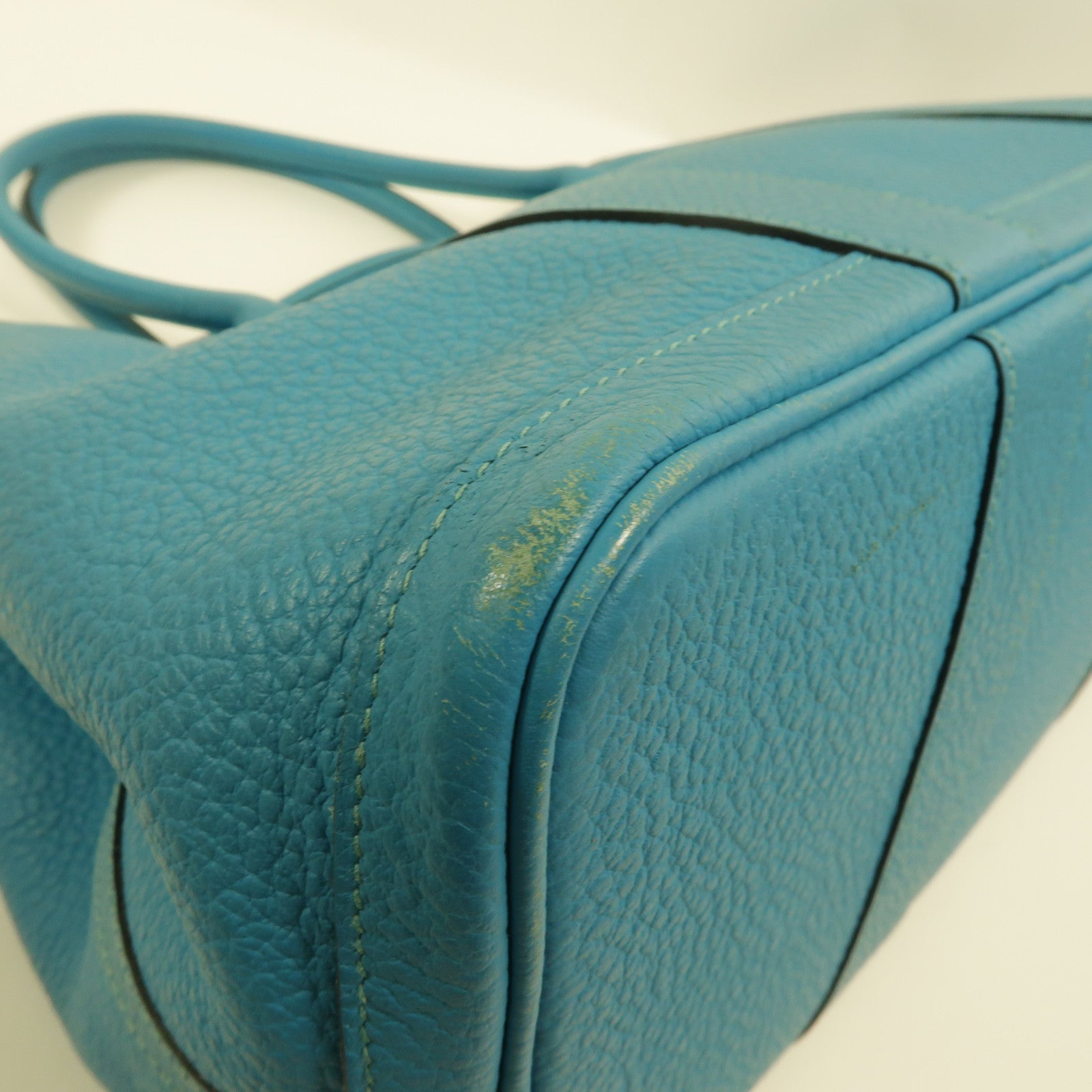 HERMES Clemence皮革Garden Party PM手挽袋Turquoise