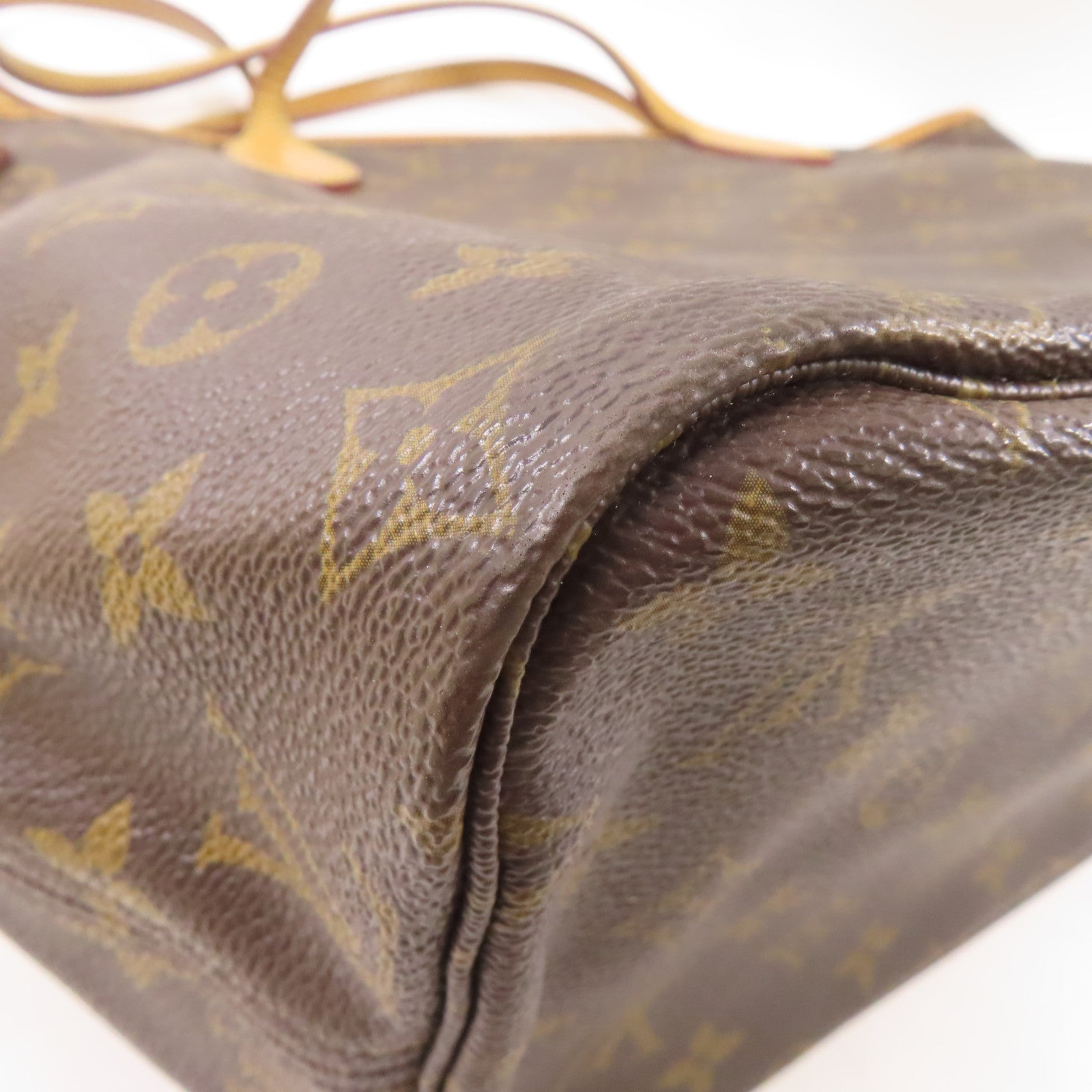 LOUIS VUITTON Monogram Neverfull MM金扣手挽袋棕色