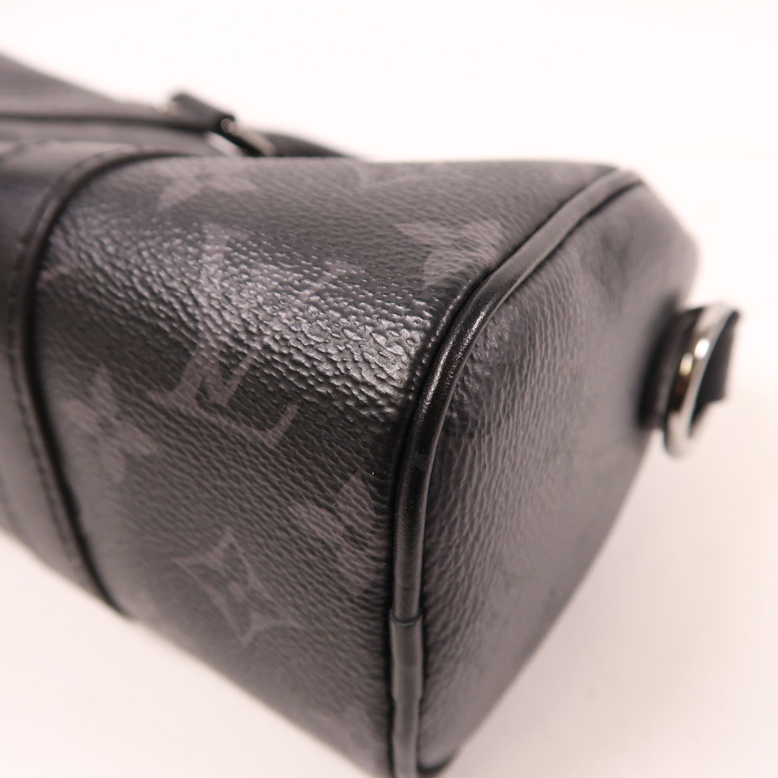 LOUIS VUITTON Monogram Eclipse Keepall XS銀扣手挽肩背兩用袋黑色