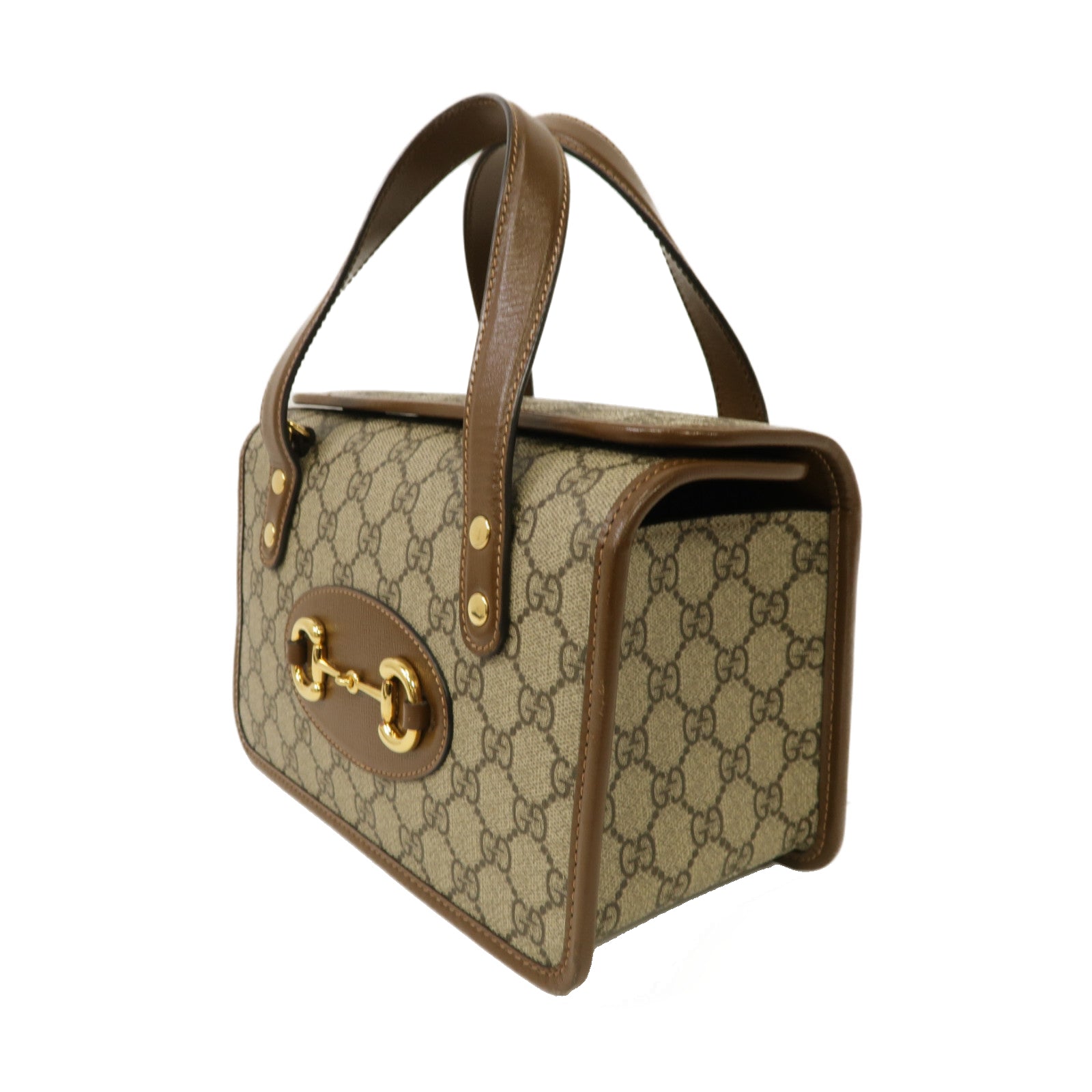 GUCCI 塗層帆布Horsebit 1955金扣手挽肩背兩用袋啡色