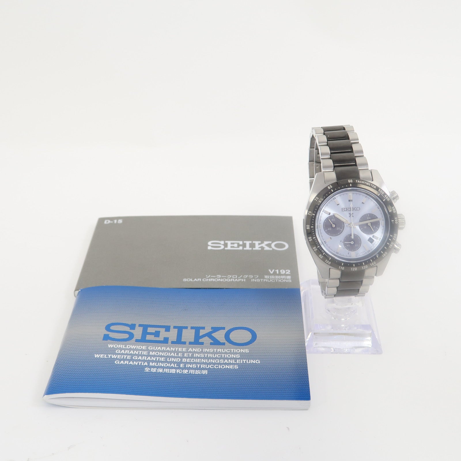 SEIKO Speedtimer Solar Chronograph不鏽鋼手錶石英機芯淺藍色