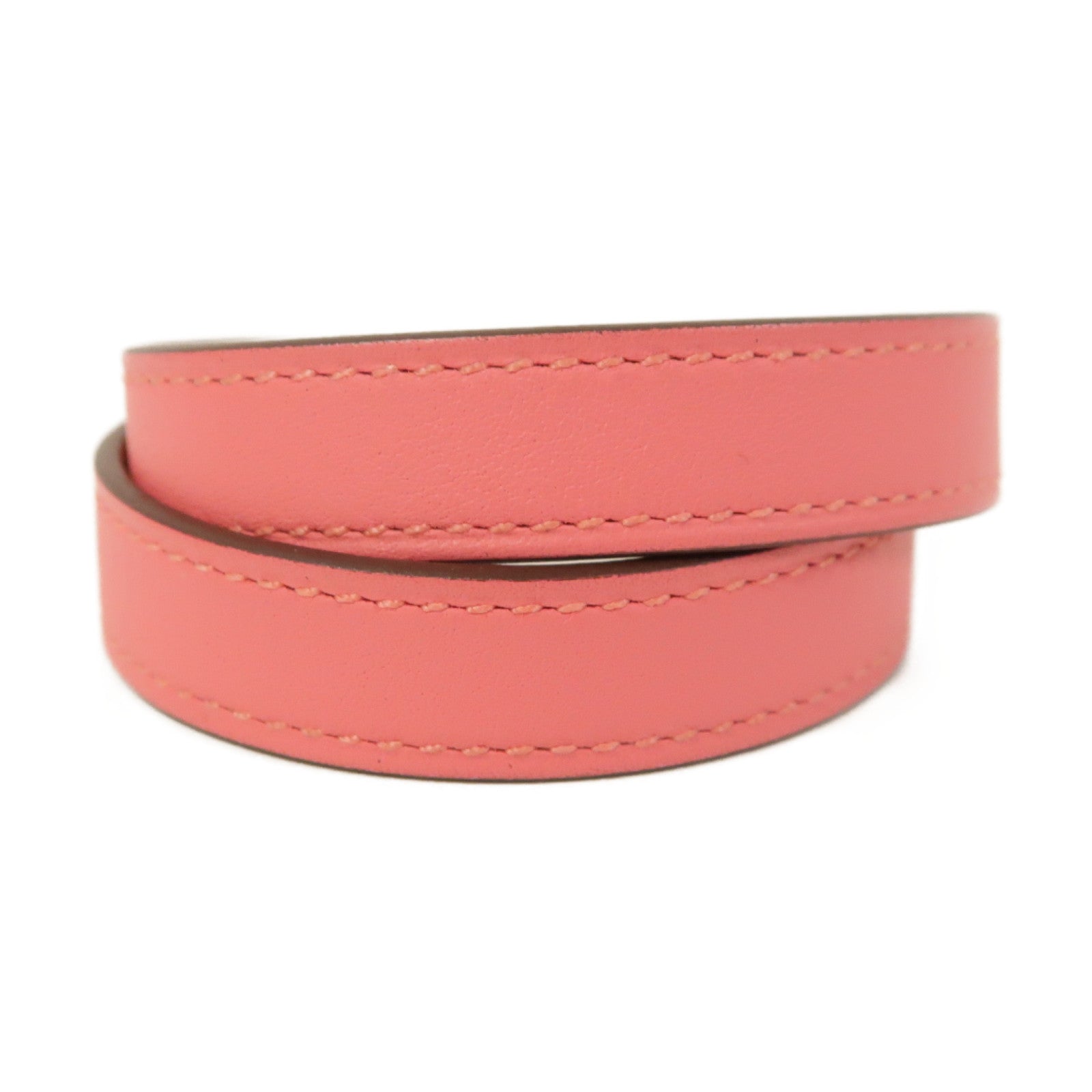 HERMES Swift皮革Kelly Double Tour Bracelet金扣手環杜鵑粉色