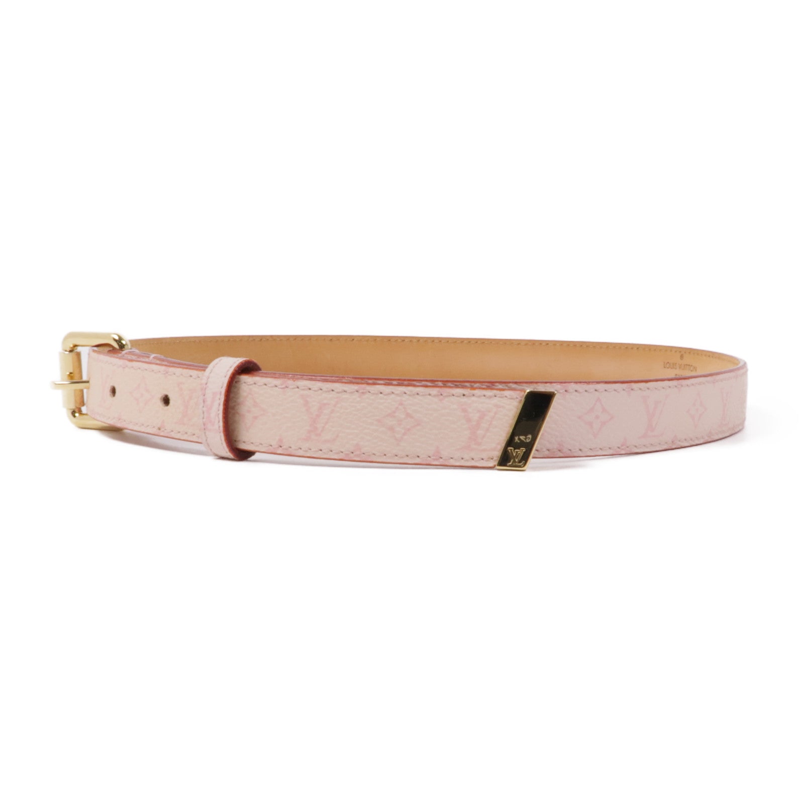 LOUIS VUITTON Monogram/皮革Cherry Blossom Ceinture金扣皮帶