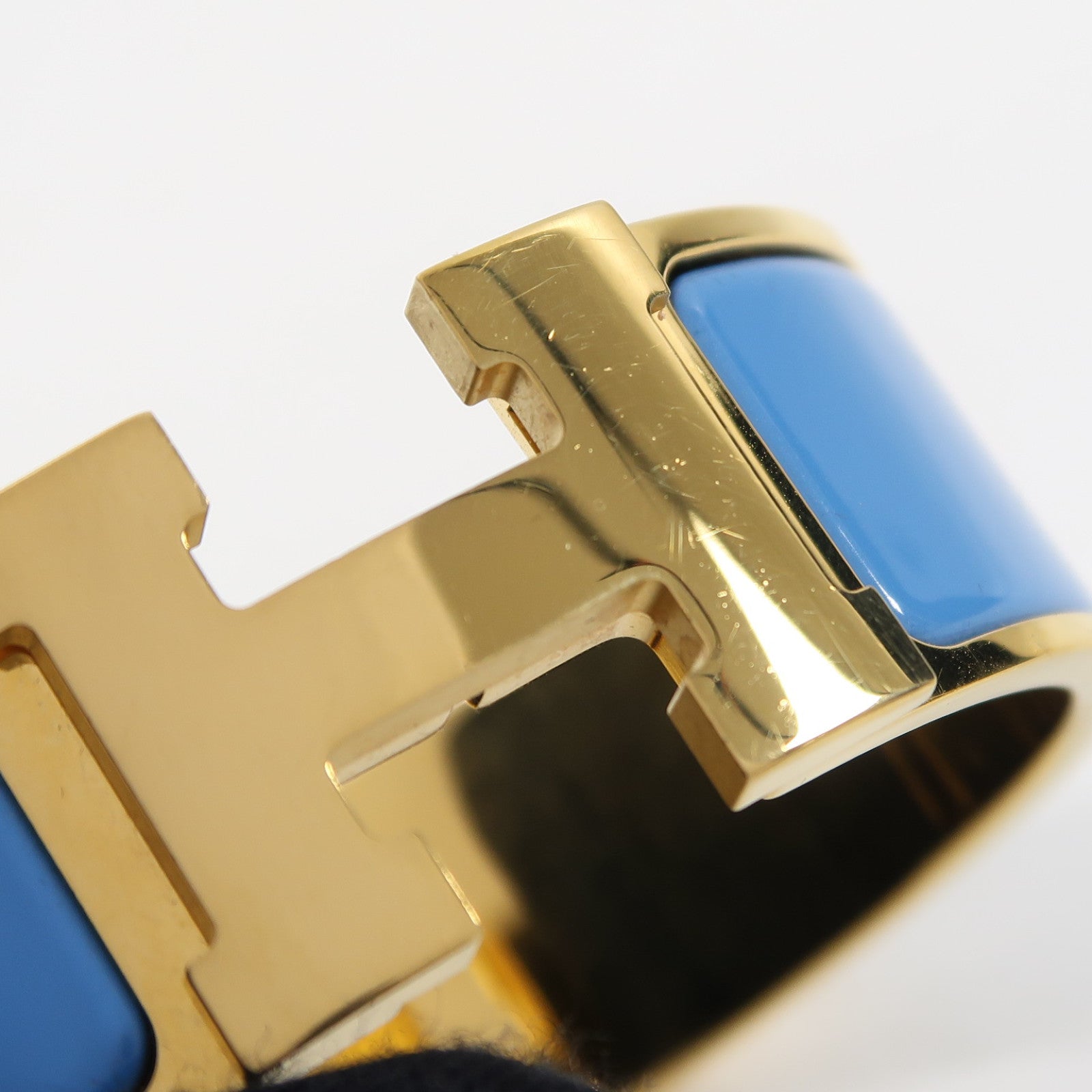 HERMES 金屬Clic-Clac H Bracelet金扣手鐲藍色