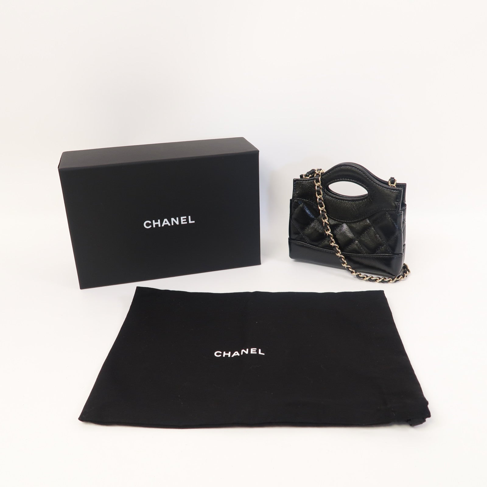CHANEL 【激減優惠】菱格羊皮皮革Chain Shoulder金扣鏈帶肩背袋黑色