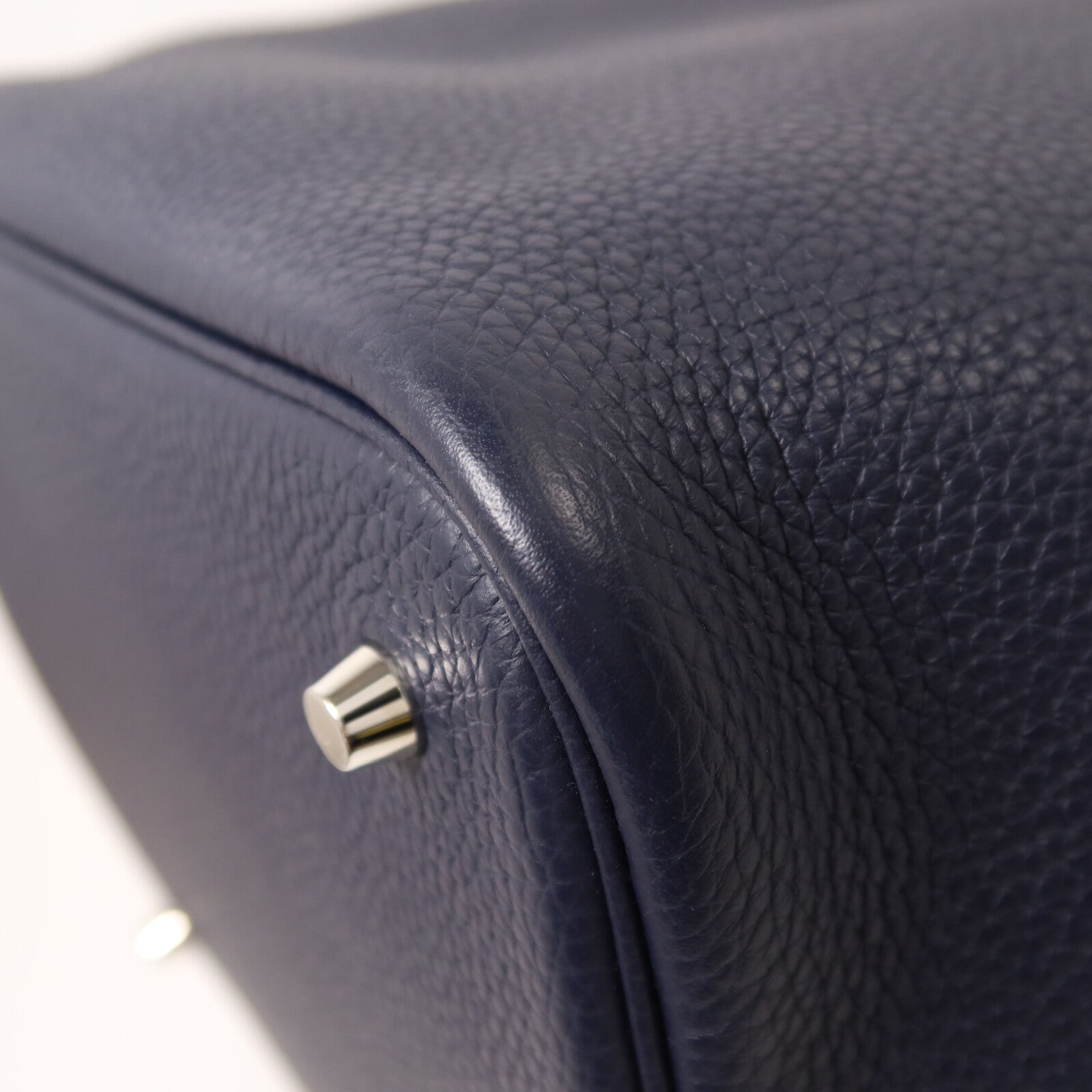 HERMES Clemence皮革Picotin MM扣手挽袋Bleu Nuit