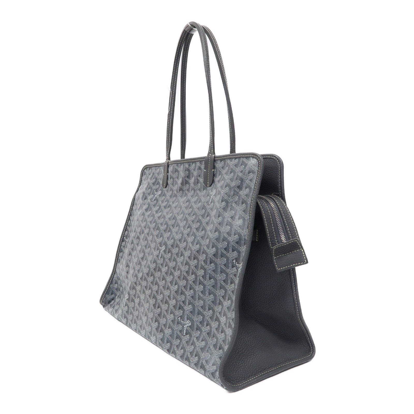 GOYARD 塗層帆布Hardy PM銀扣手挽袋灰色