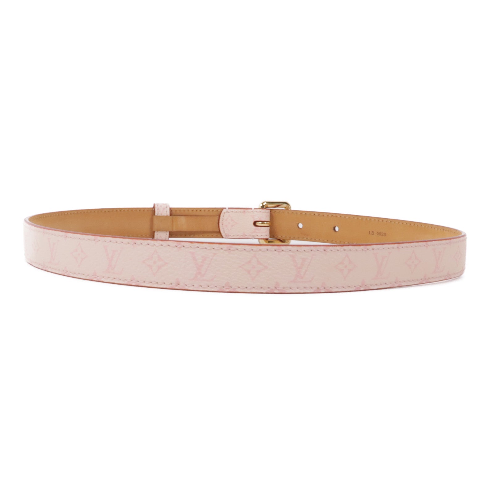 LOUIS VUITTON Monogram/皮革Cherry Blossom Ceinture金扣皮帶