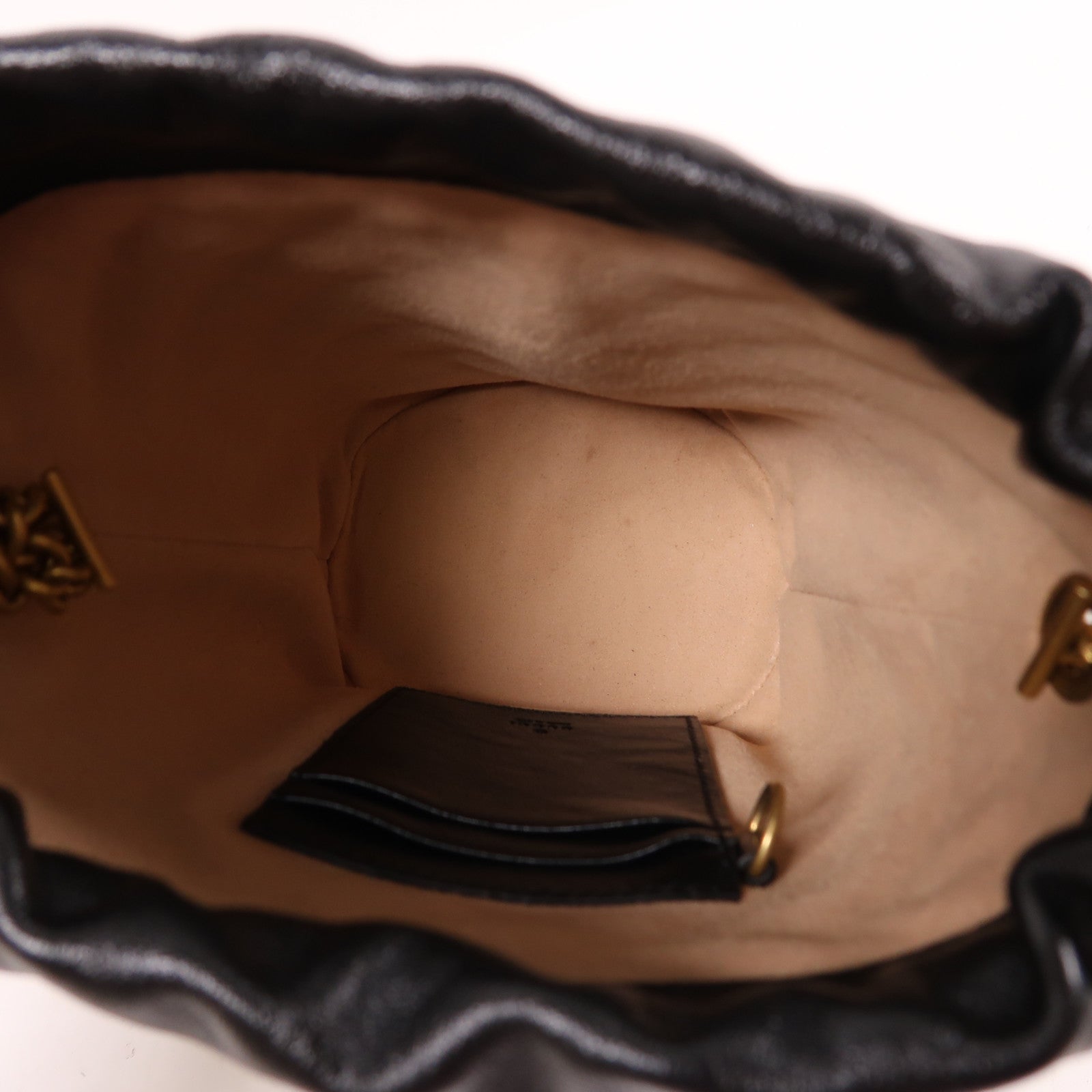 GUCCI GG GHW GG Marmont Bucket Shoulder Bag 573817 Calfskin Leather Black