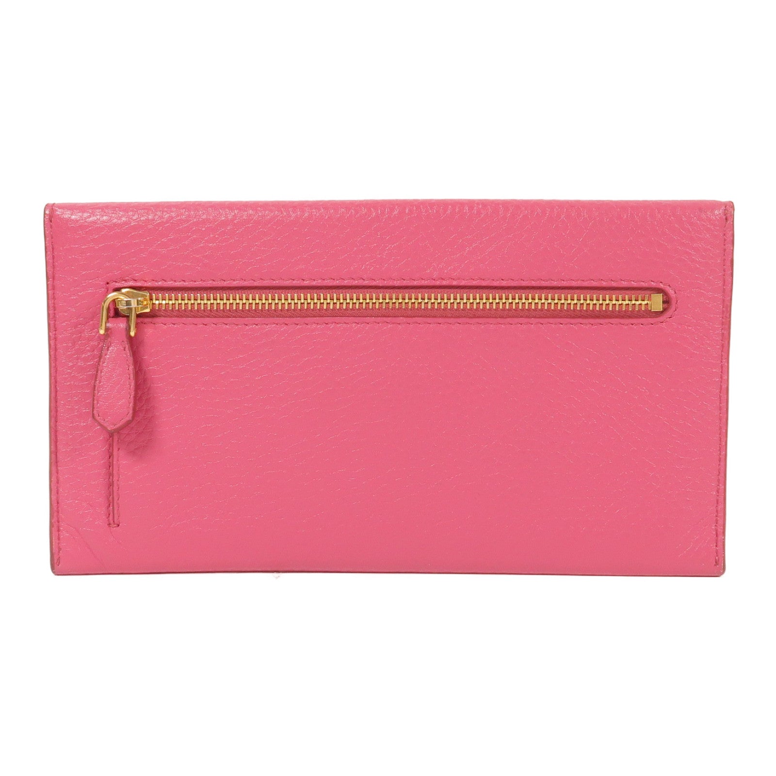 PRADA GHW Envelope Long Wallet Calfskin Leather Pink