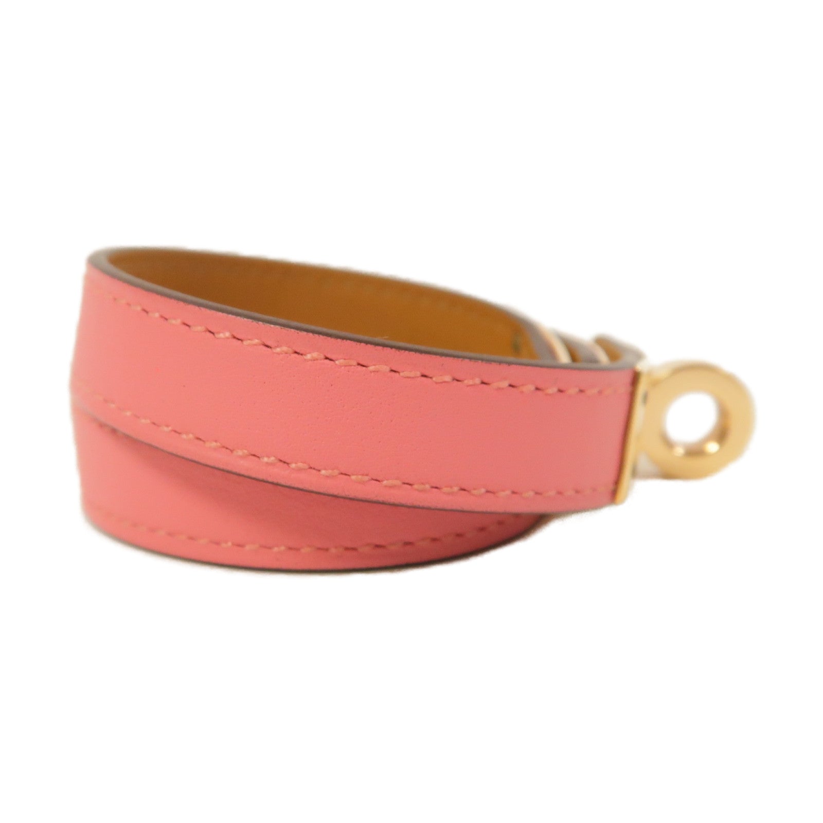 HERMES Swift皮革Kelly Double Tour Bracelet金扣手環杜鵑粉色