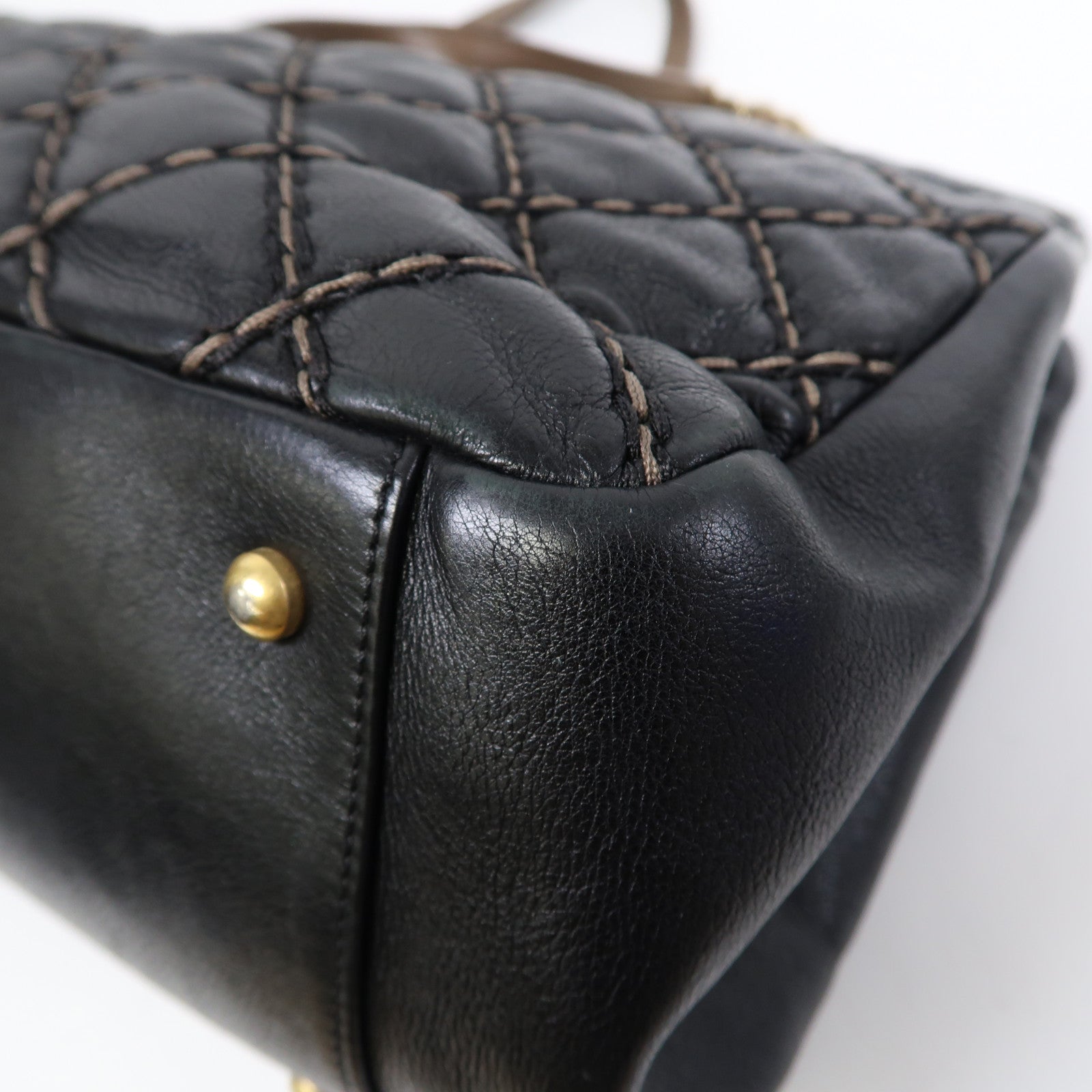 CHANEL 【激減優惠】菱格牛皮皮革Chain Shoulder金扣鏈帶肩背袋黑色